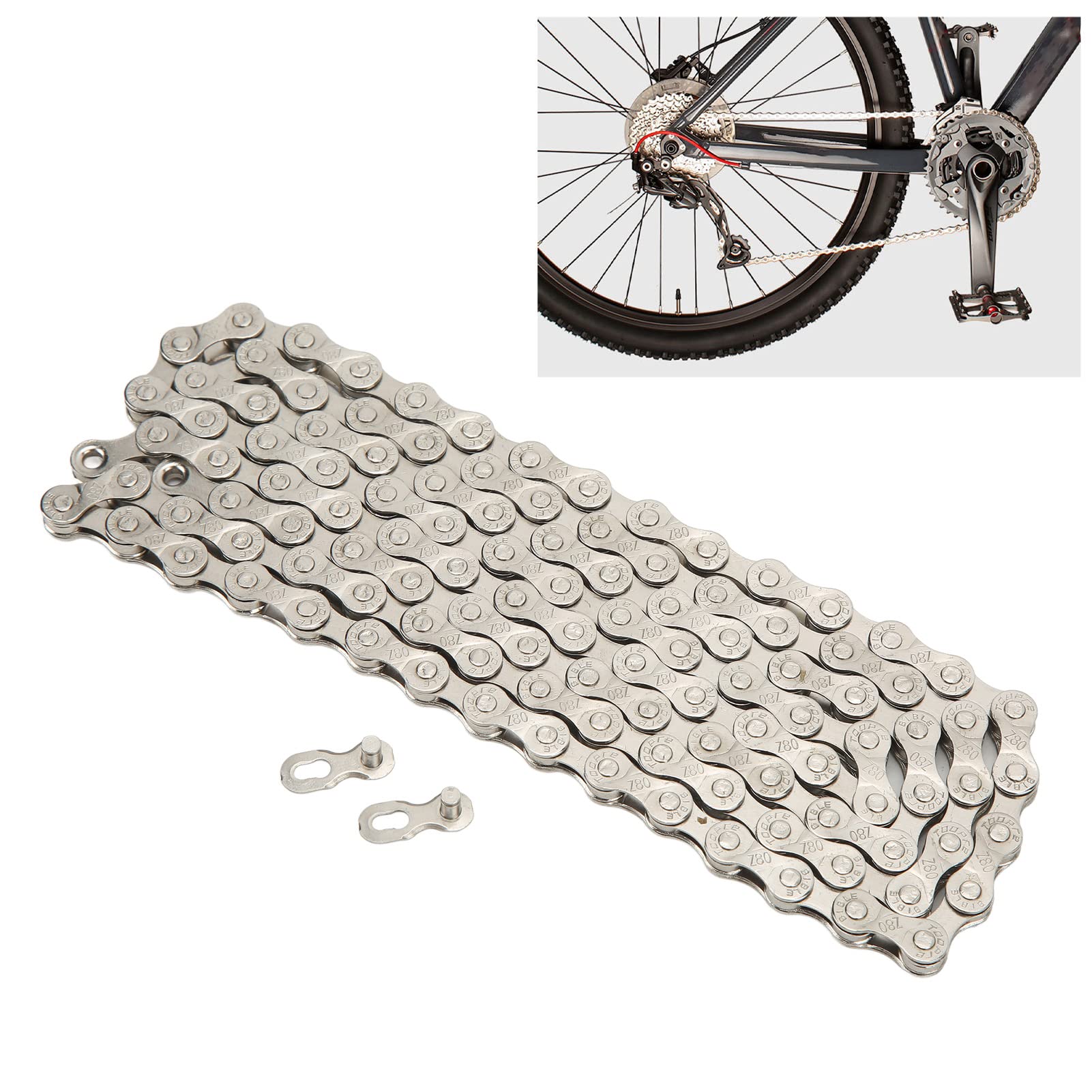 8 Speed Bike Chain, 116 Links Mountain Bike Chain for 6 7 8 18 21 24 Speed Bike - Image 2