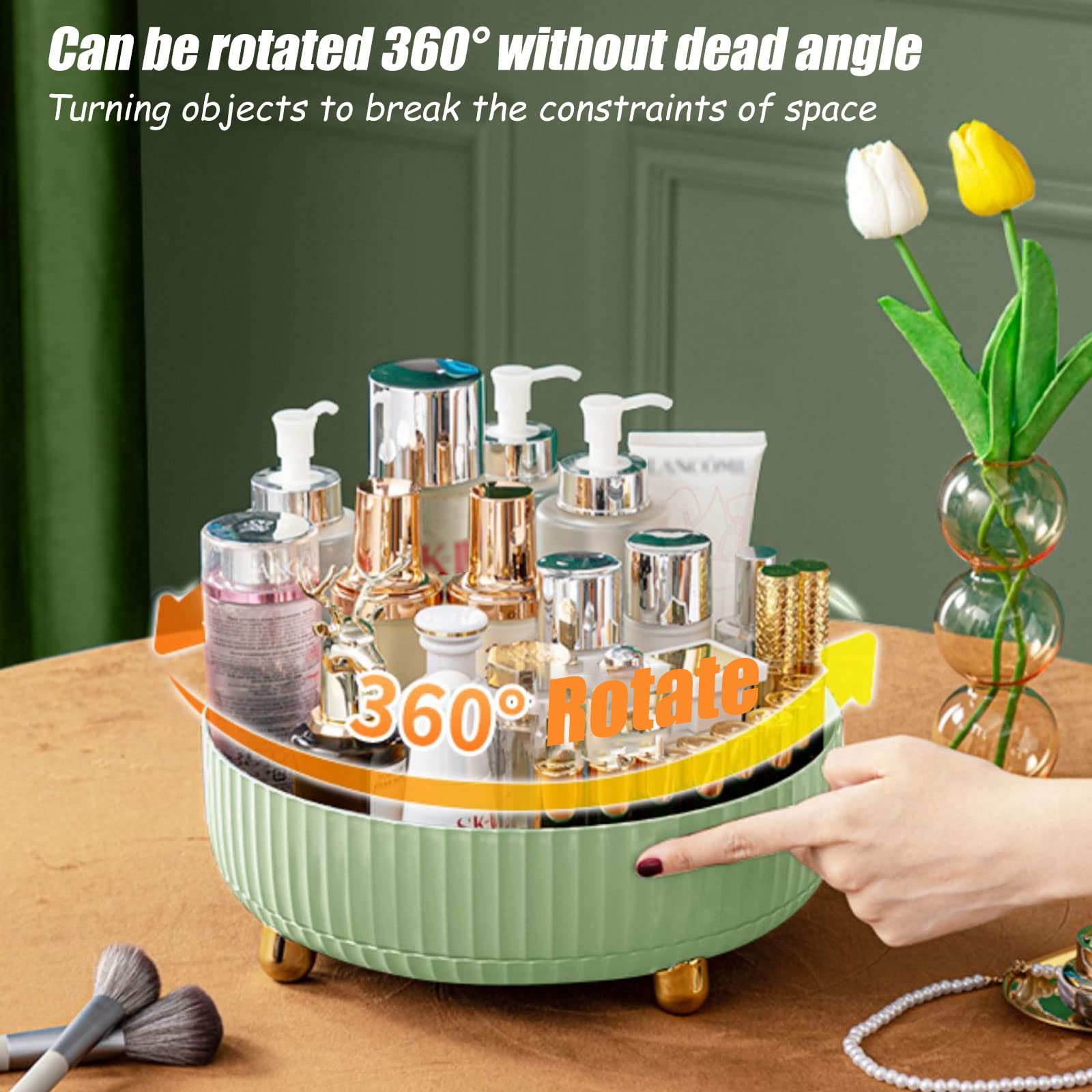 360° Lazy Susan Makeup – obrotowa kosmetyczka na blat szafki kuchennej – oszczędność miejsca rozwiązanie do przechowywania gramofonu