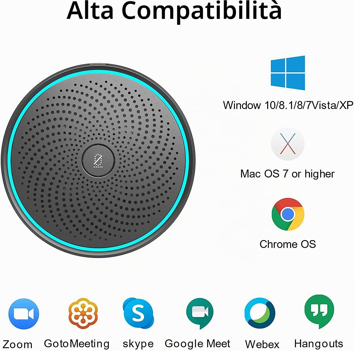 MONODEAL Microfono USB per Conferenza, Microfono per PC Video Conferenza, Registrazione, Skype, Classe Online, Giochi, Zoom, Plug & Play Compatibile con Mac Windows PC