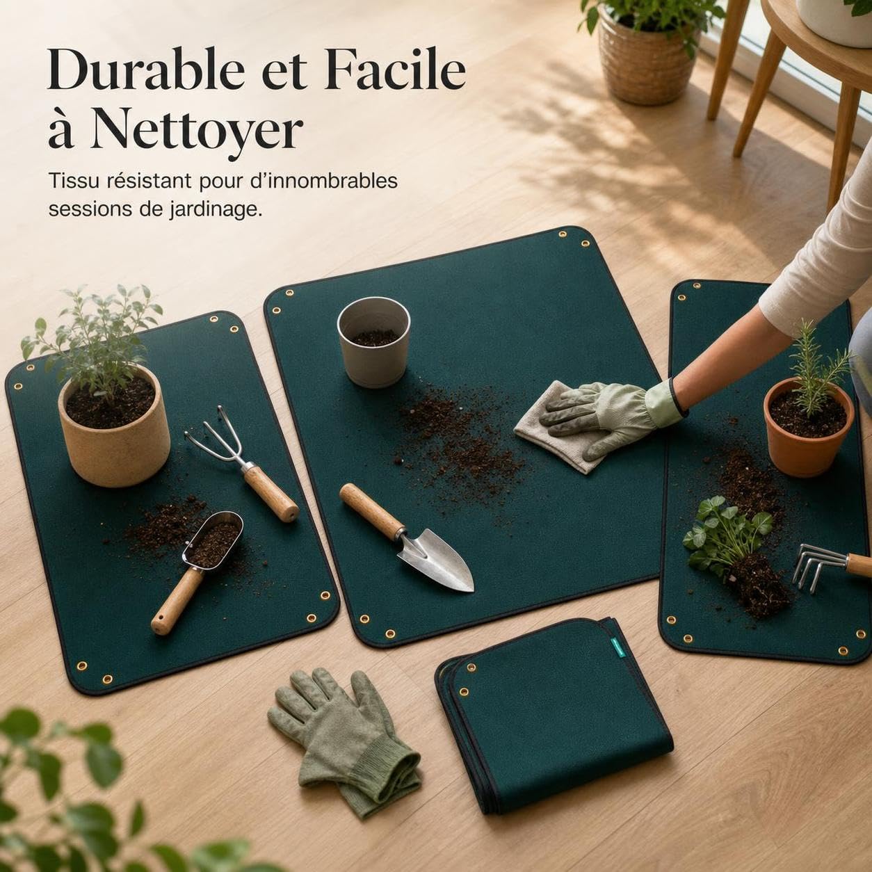 Tapis Jardinage Étanche Oxford, Matériau en Caoutchouc, Tapis Culture, Travaux pépinière, pour propriétaires, Style to 4, 75x75cm