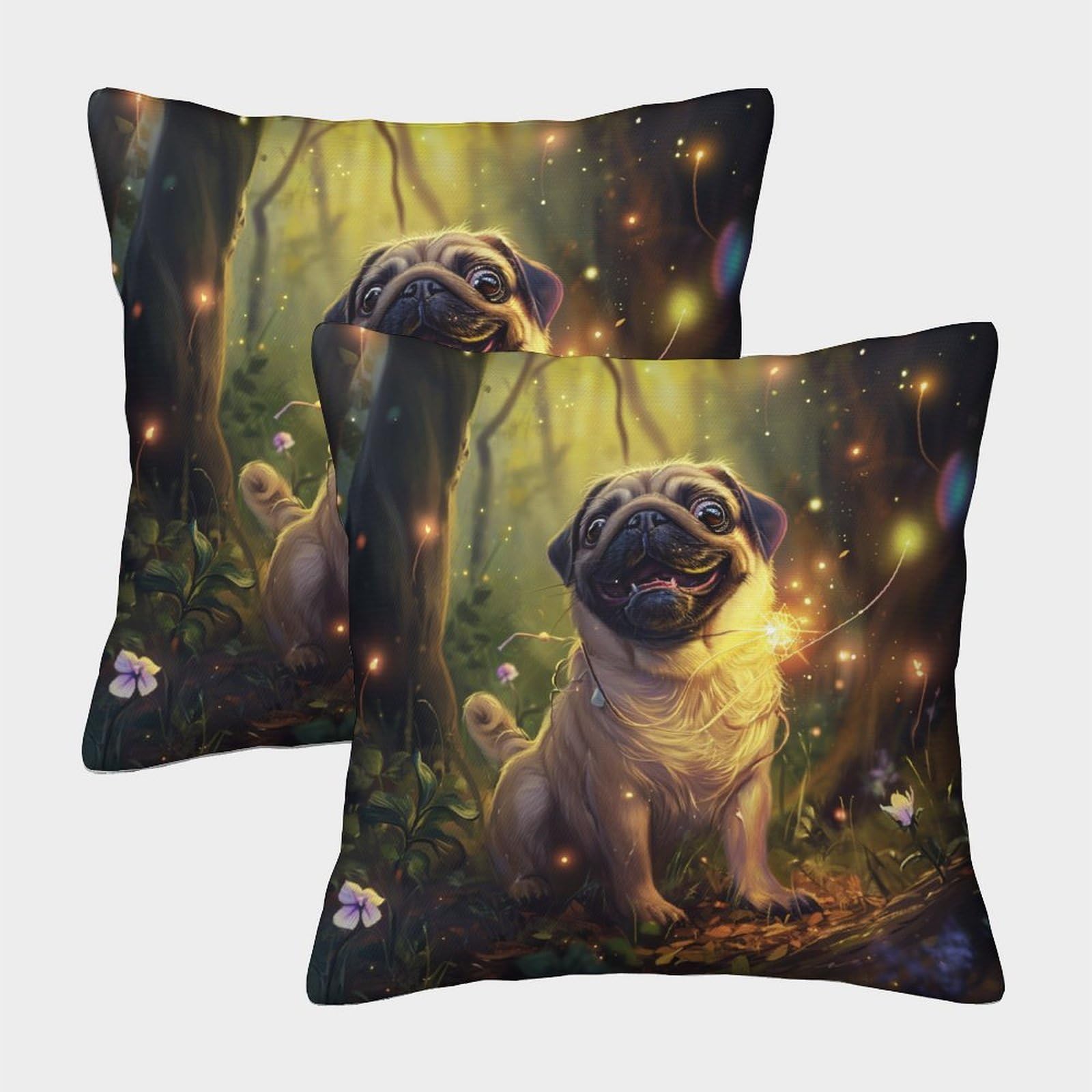 kaiyun 2 Pack Cute Dog Pillow Case Home Decoration Sofa Cushion Cover 45x45cm