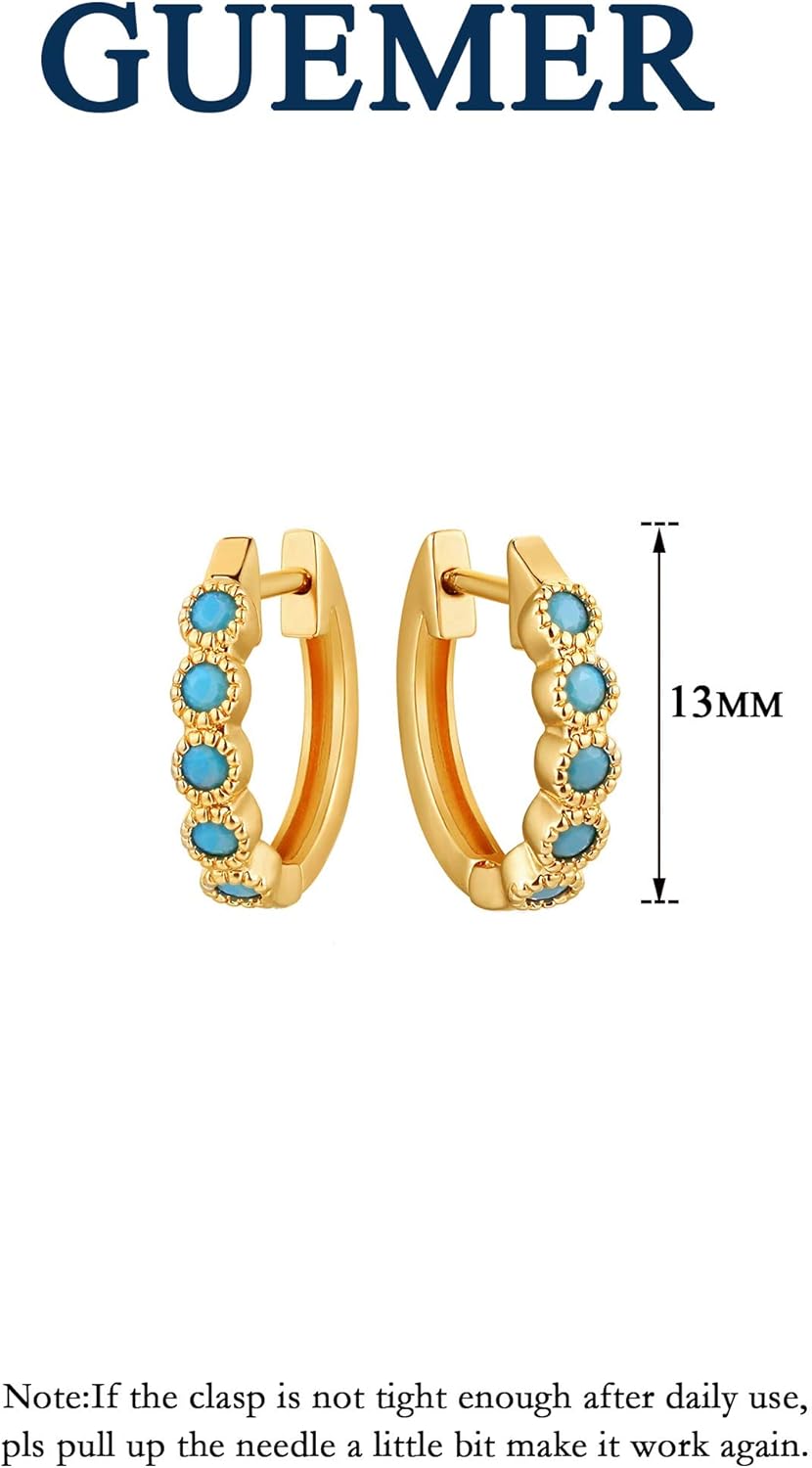 Gold Huggie Hoop Earrings 14K Gold Plated Dainty Chunky Thick Hoop Diamond Cubic Zriconia Inlay Sleeper Tiny Delicate Boho Beach Simple Hypoallergenic Jewelry Gift for Her - Image 2