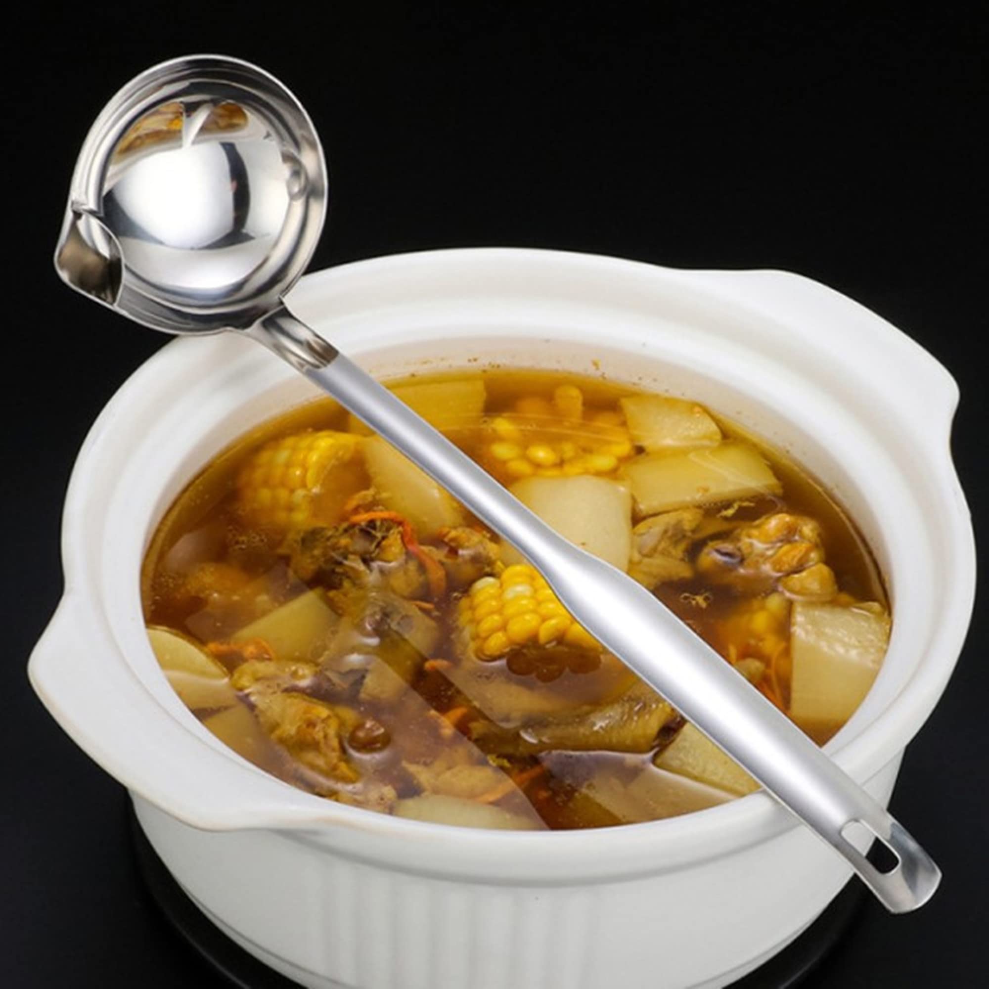 Cucchiaio per Filtro Dell'olio, Acciaio Inox Cucchiaio, Separatore di Olio, Separatore di Grasso per Alimenti, Cucchiaio Separatore di Grasso per Pentola Calda
