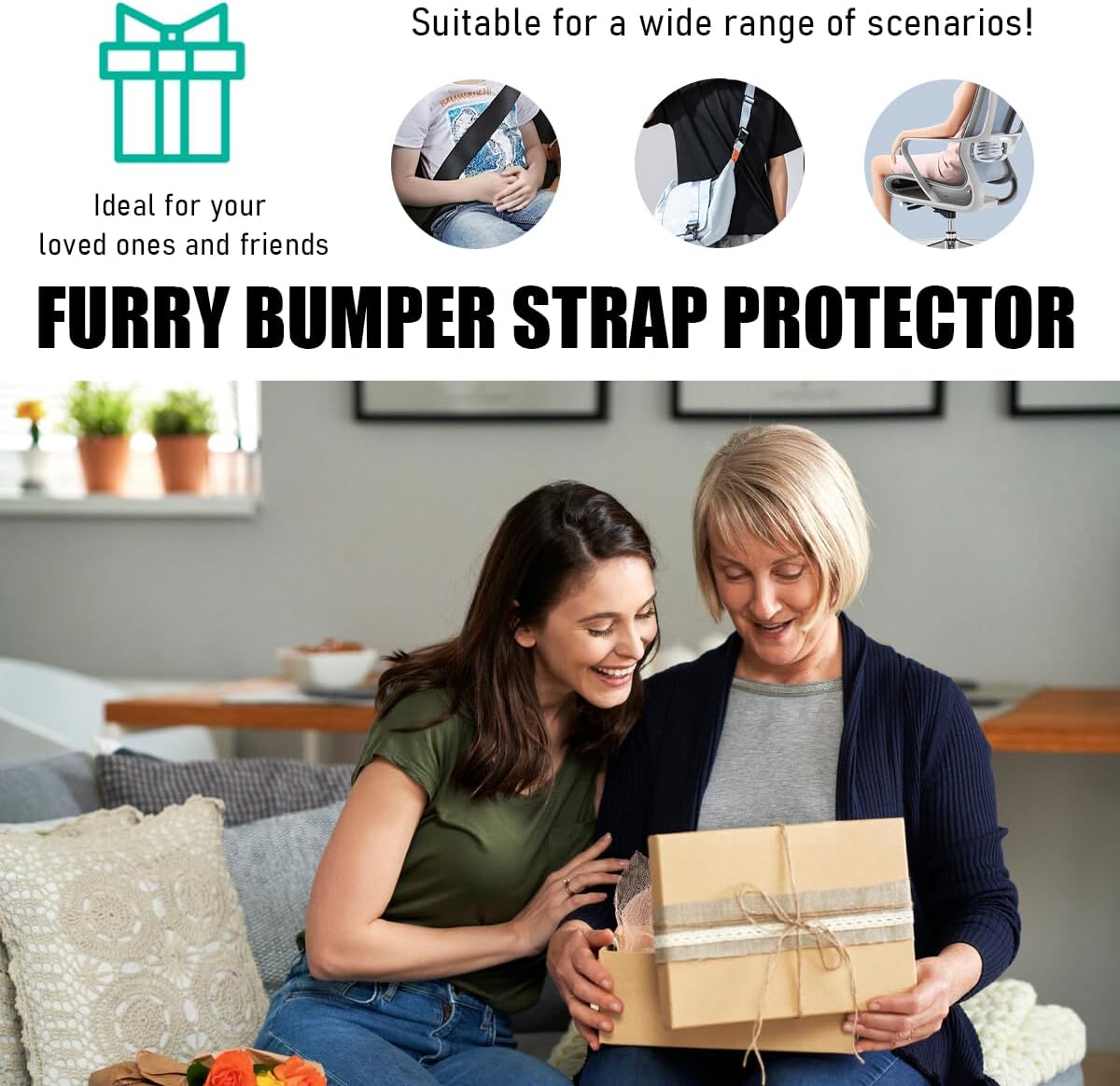 Yourkar 2 PCS Car Seat Belt Cover, Soft Auto Seatbelt Protector for a More Comfortable Driving, Warm Plush Seatbelt Shoulder Neck Pad Cushion Fit for All Cars, Car Accessories (Black)