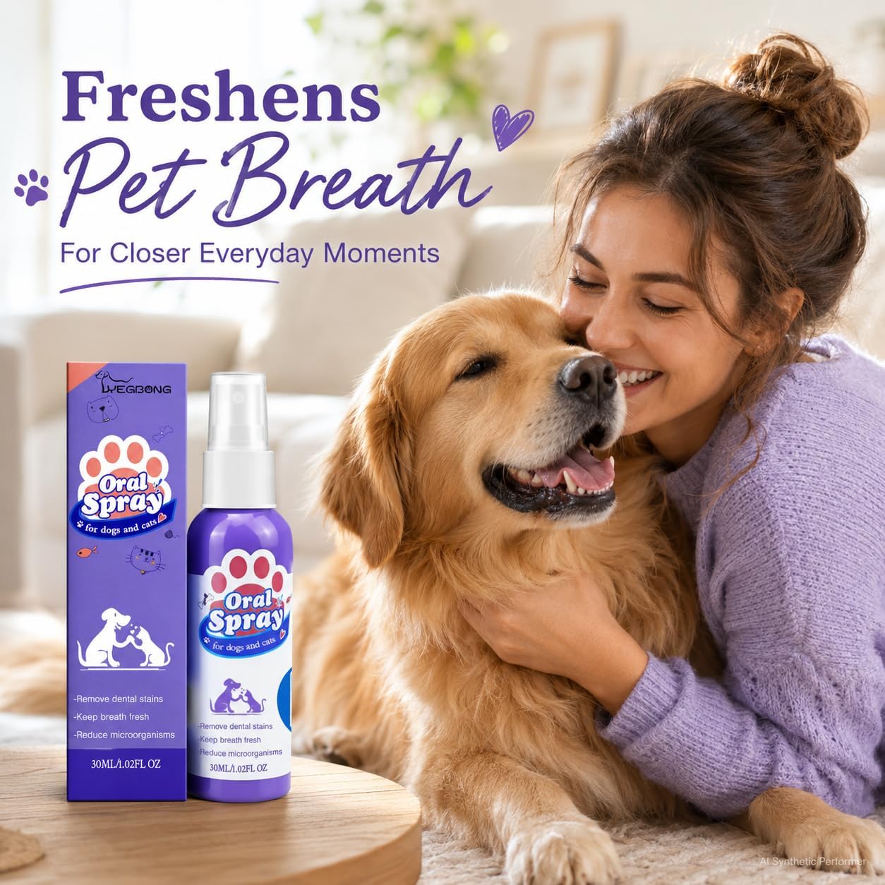Pet Oral Care Spray for Dogs & Cats, Dog Dental Spray & Breath Freshener, No-Brush Teeth Cleaning Support, Helps Maintain Clean Teeth & Fresh Breath, Daily Dog Mouth Spray for Home & Travel