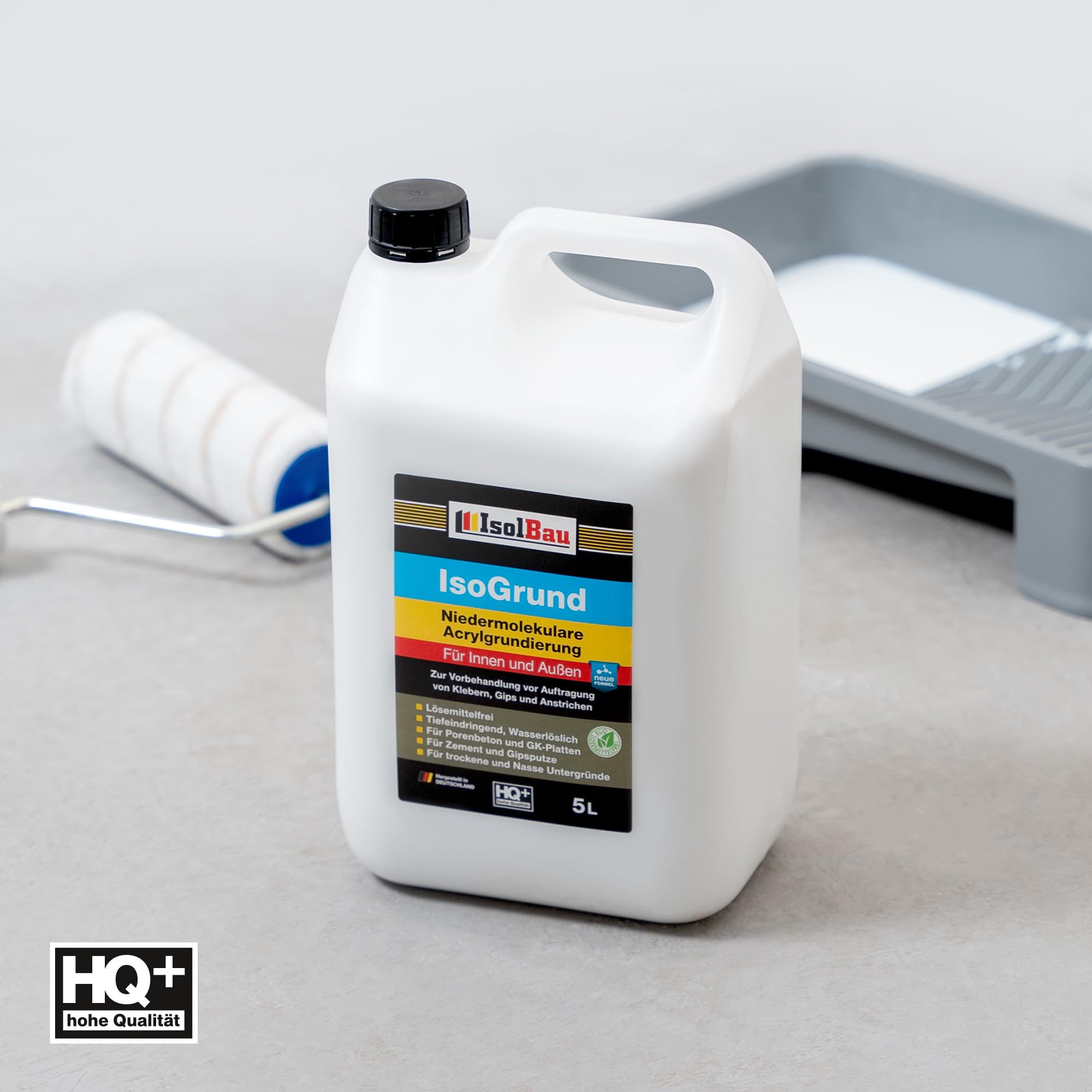 Isolbau IsoGrund Solution d'apprêt acrylique à faible poids moléculaire, 10 l, prête à l'emploi, pour l'intérieur et l'extérieur, pour apprêt professionnel