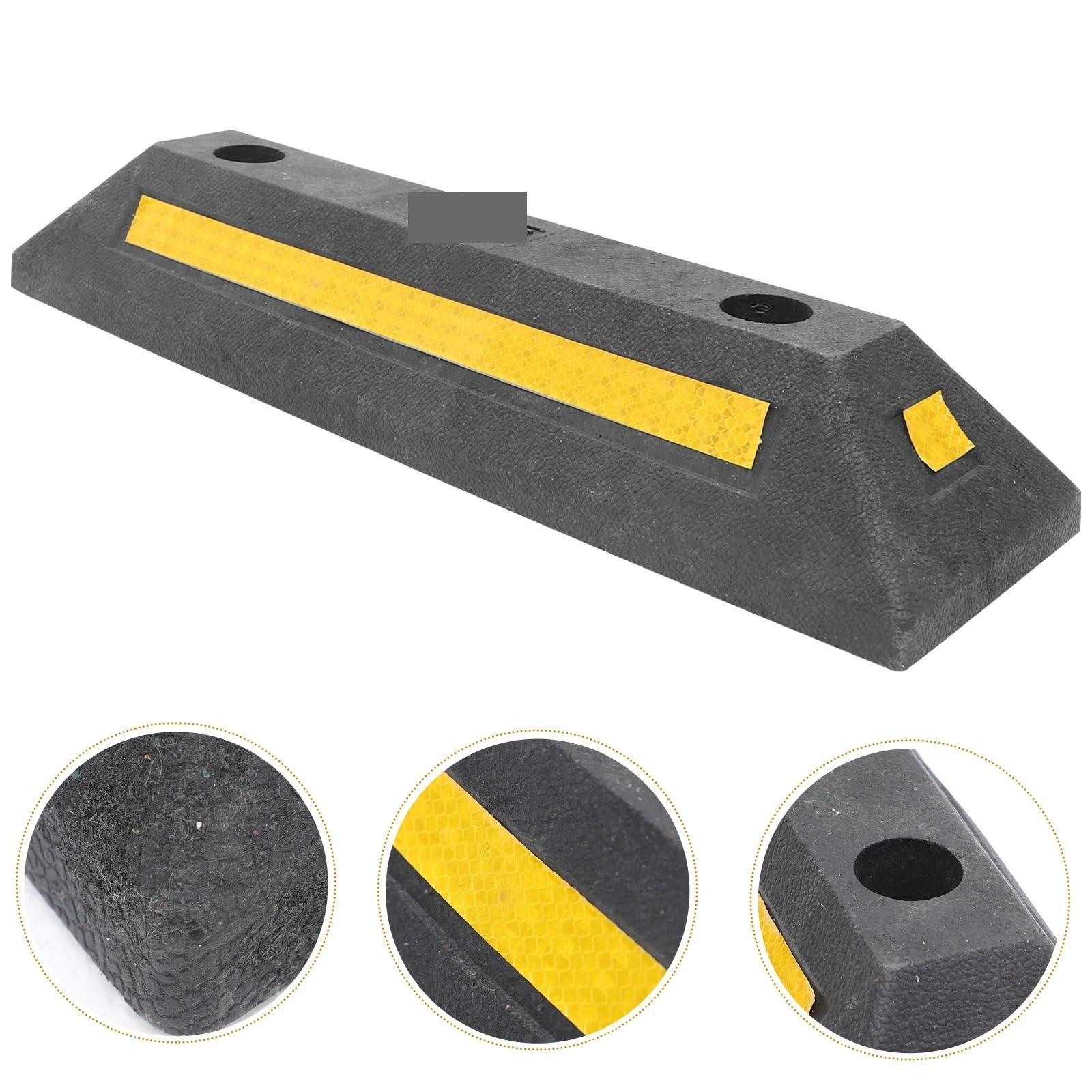 Robuster Gummi-Parkblock, Garagenzubehör, Radstopper, Reflektierendes Klebeband, Bordsteinstopper for Autos, Auffahrt, LKW, Garage, Parken Für PKW