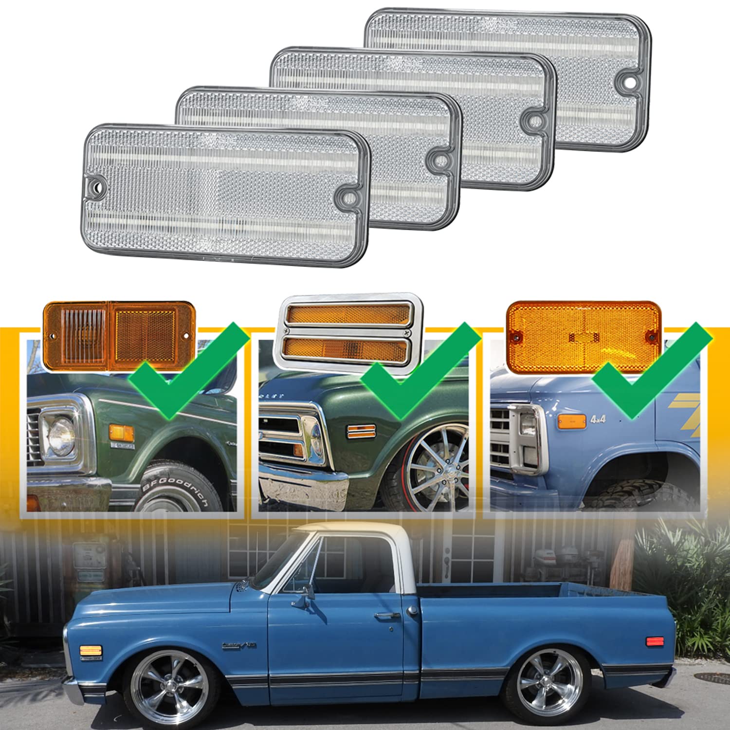 Amazon.com: Led Side Marker Lights Replacement for 1968-1972 Chevy