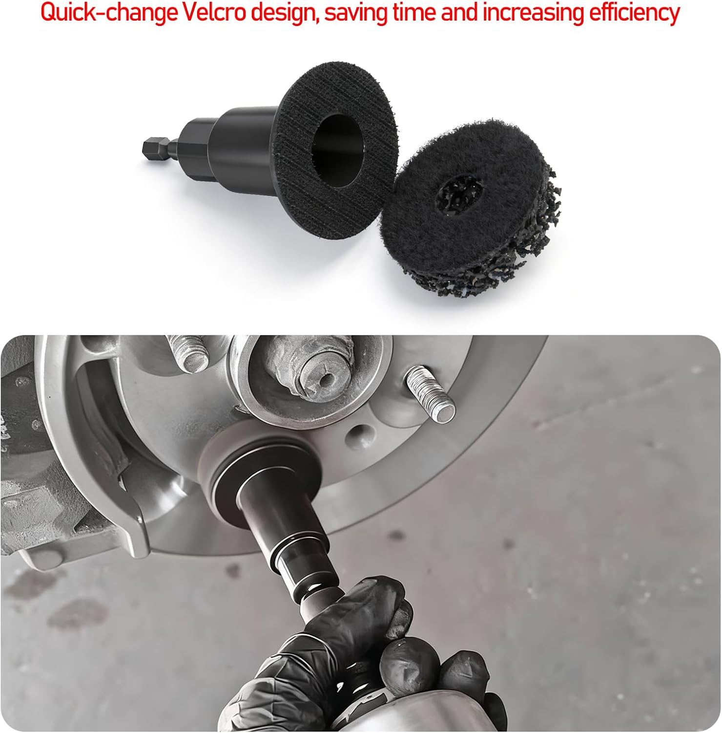 Wheel Hub Resurfacing Kit,Wheel Stud Cleaner with 9 Included Brake Pads Hub Cleaning & Quick Rust Removal on Rotors | Fits 1/2” Drill