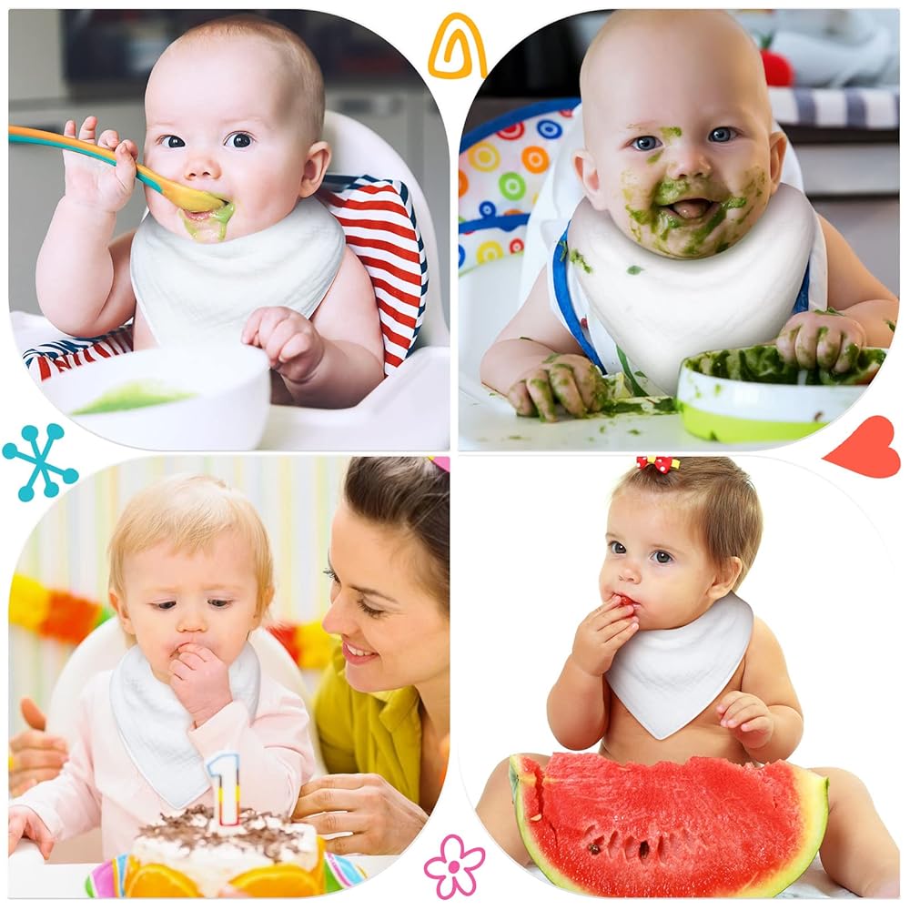 10-Pack Baby Bandana Drool Bibs - Organic Cotton Bandana Bibs For Boys, Girls, Baby Bibs (Tea Party