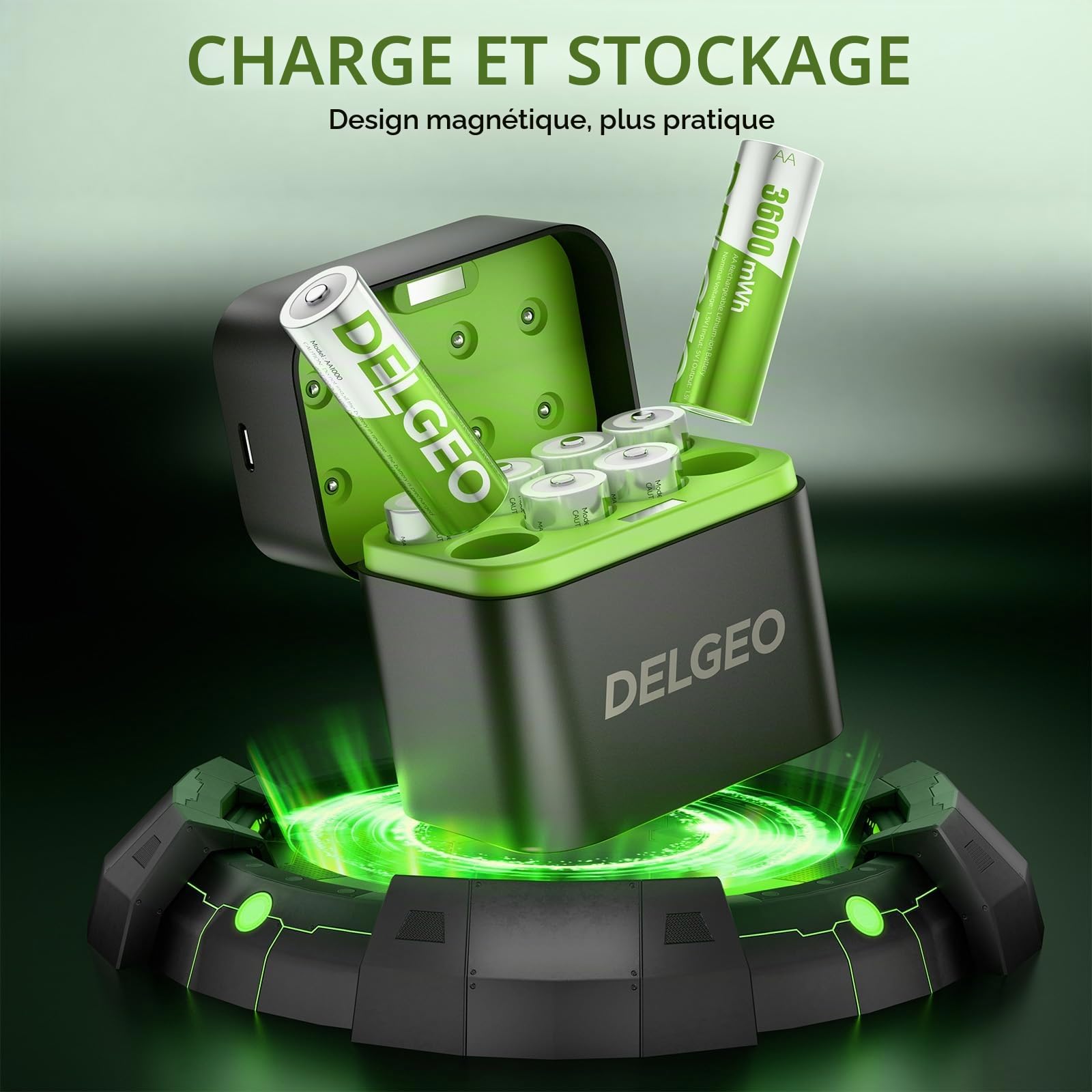3600mWh Pilas Recargables Lithium 1,5V AA 16 Pack avec Chargeur,2000 Cycles