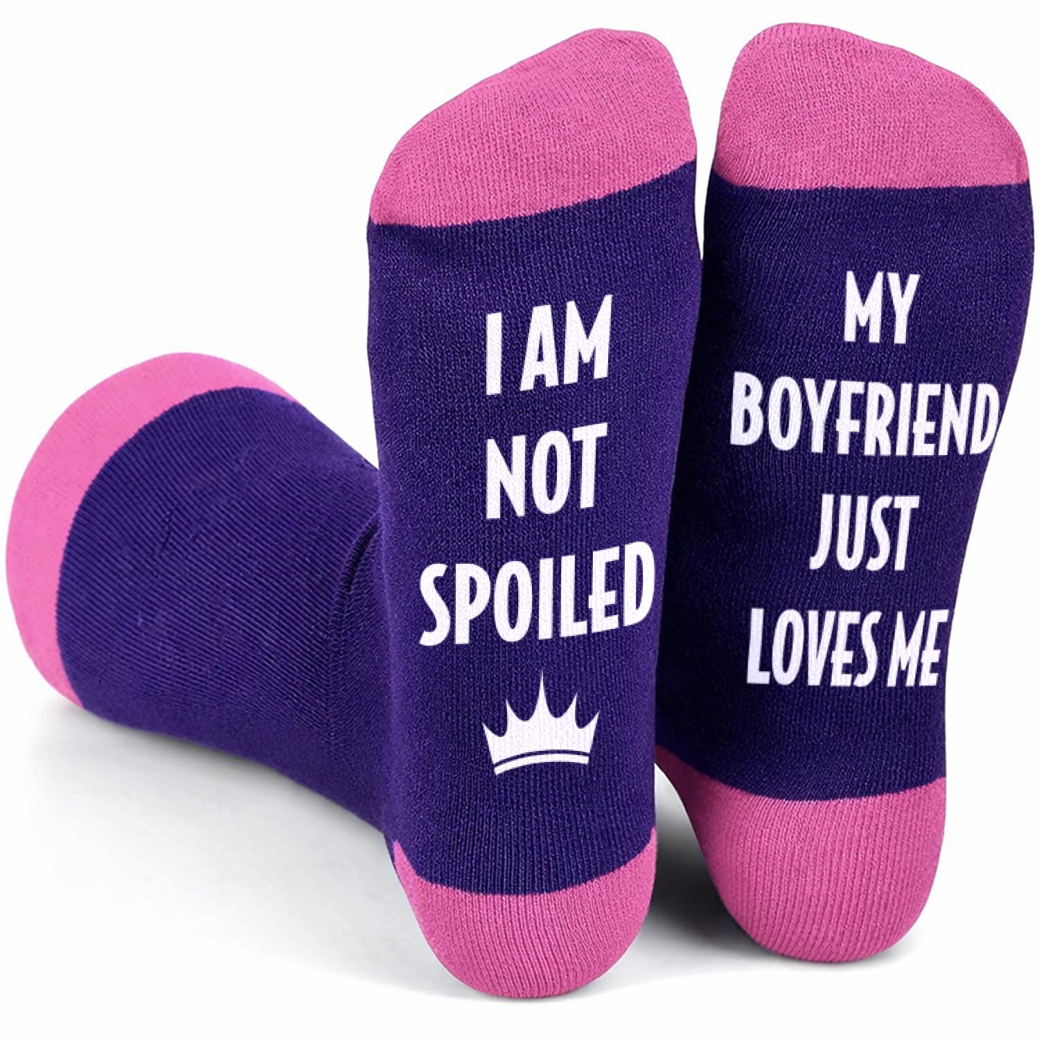 SC Products Spoiled GF Socks Funny Gifts for Girlfriend | Size 4-7 Cotton Rich Girlfriends Socks GF Gift for Her on Birthday and Valentines Day | Christmas Presents for Girlfriend Stocking Fillers