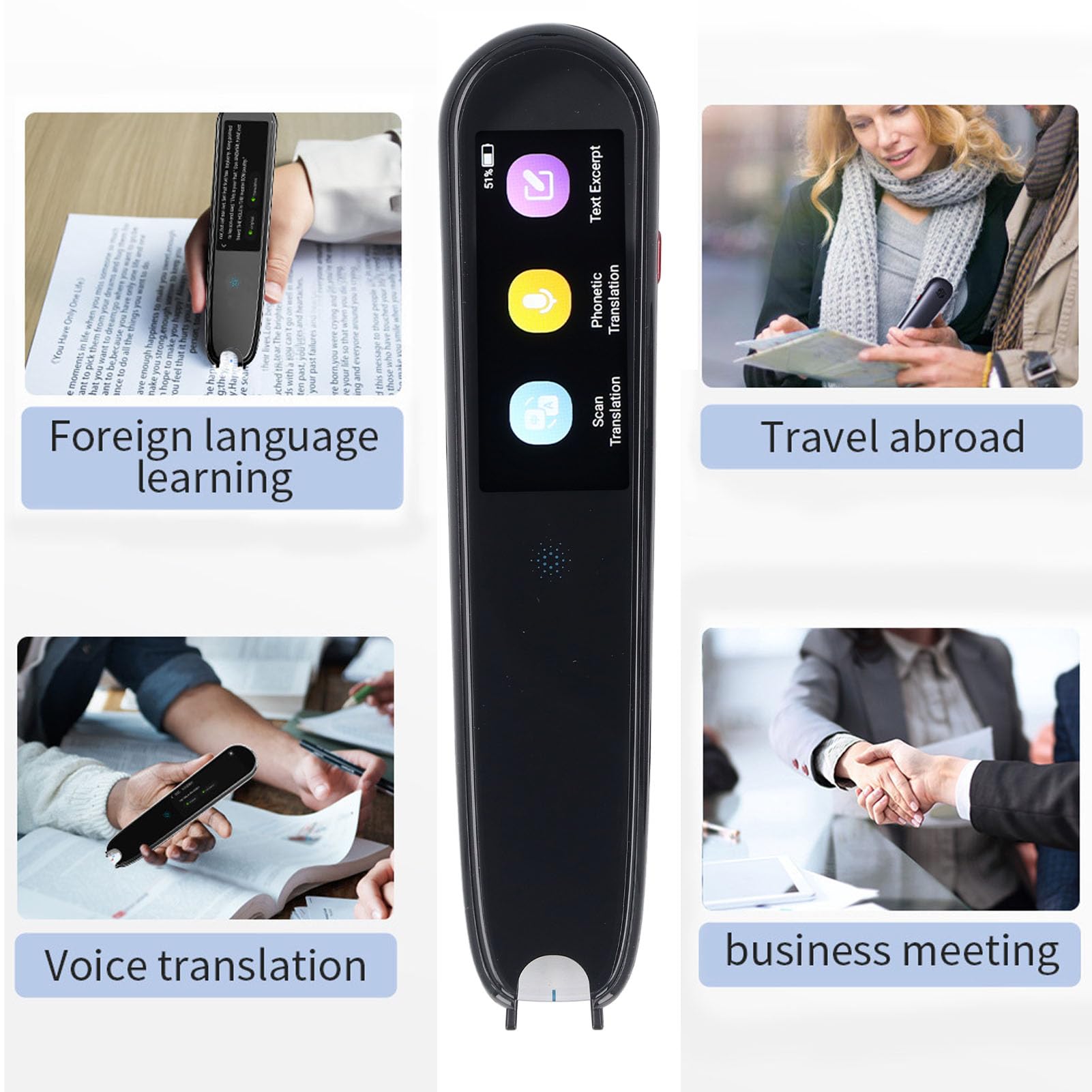 Hyuduo Penna per Traduzione con Scansione, Dispositivo di Traduzione Multilingue con Touchscreen HD, 112 Lingue Online, 55 Lingue Offline, Perfetto per Viaggiatori e Studenti