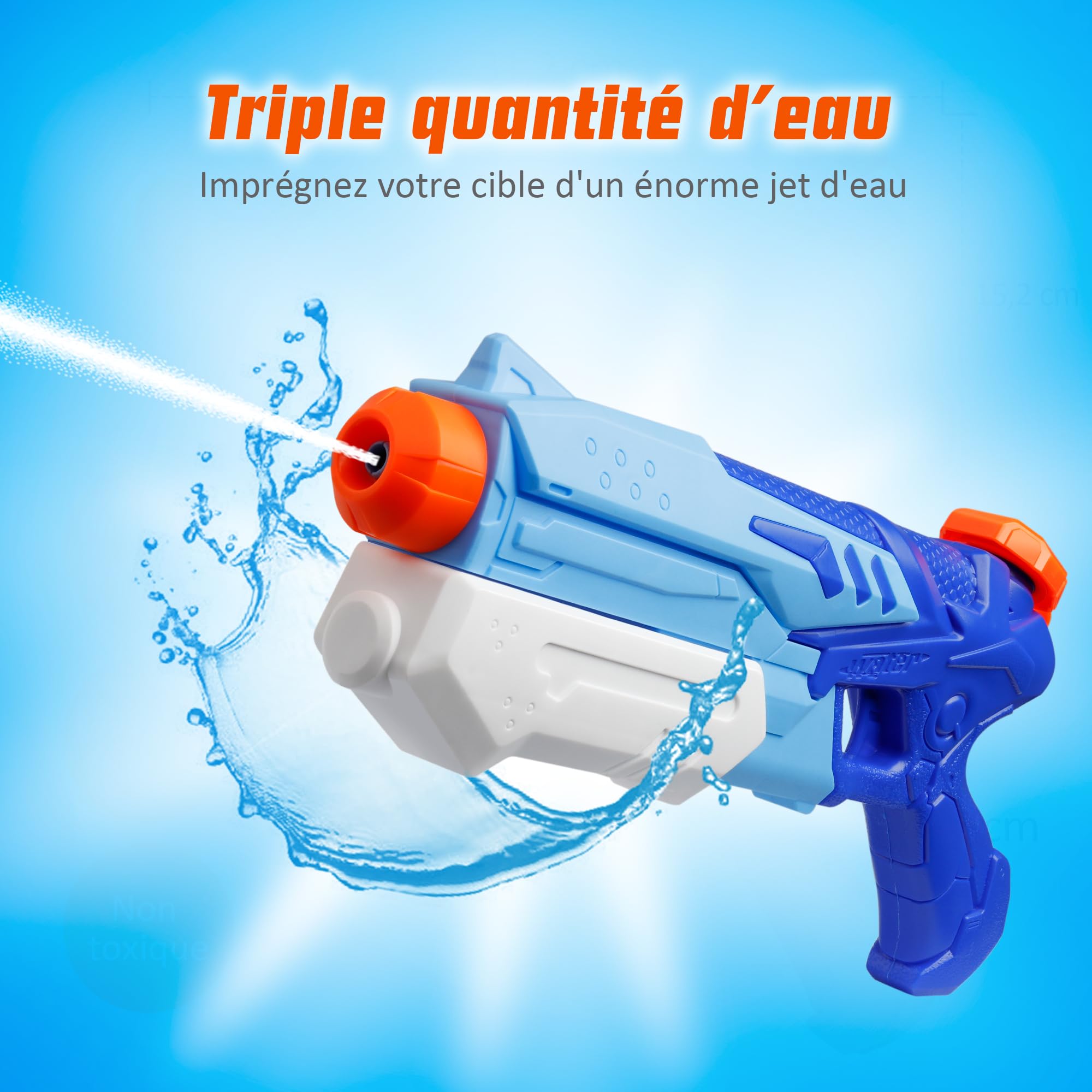D-FantiX 2 Pistolets à Eau pour Enfants Adultes - Blaster Soaker avec Grande Capacité 300ml Longue Portée de 10Meter Jet d'eau Combat pour Garçons Filles en Eté