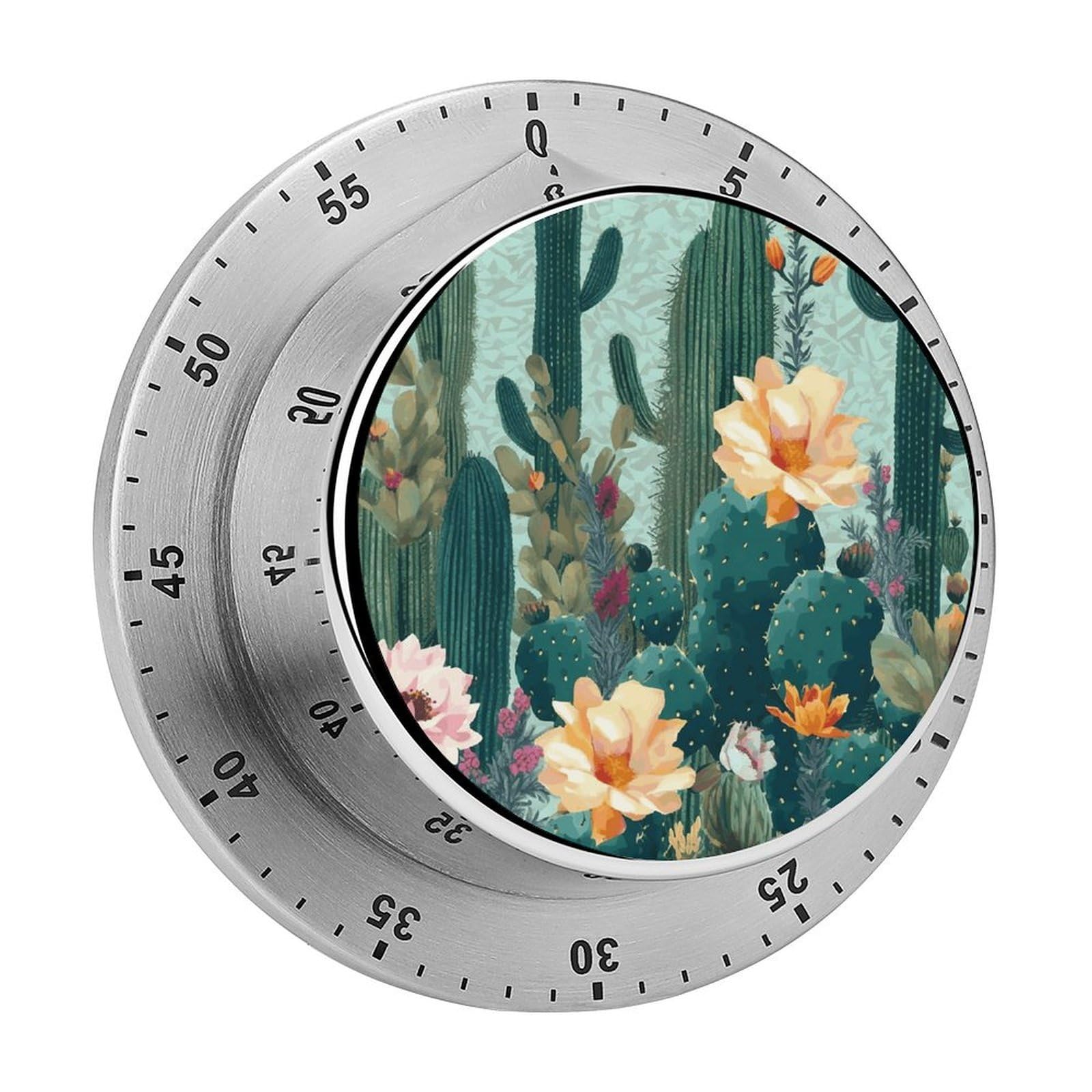 Adfgyerh Style Summer Floral Cactus Timer For Cooking, Kitchen Timer Magnetic No Batteries Required, Mechanical Timer With Loud Alarm, For Fitness Baking Exercise Oven