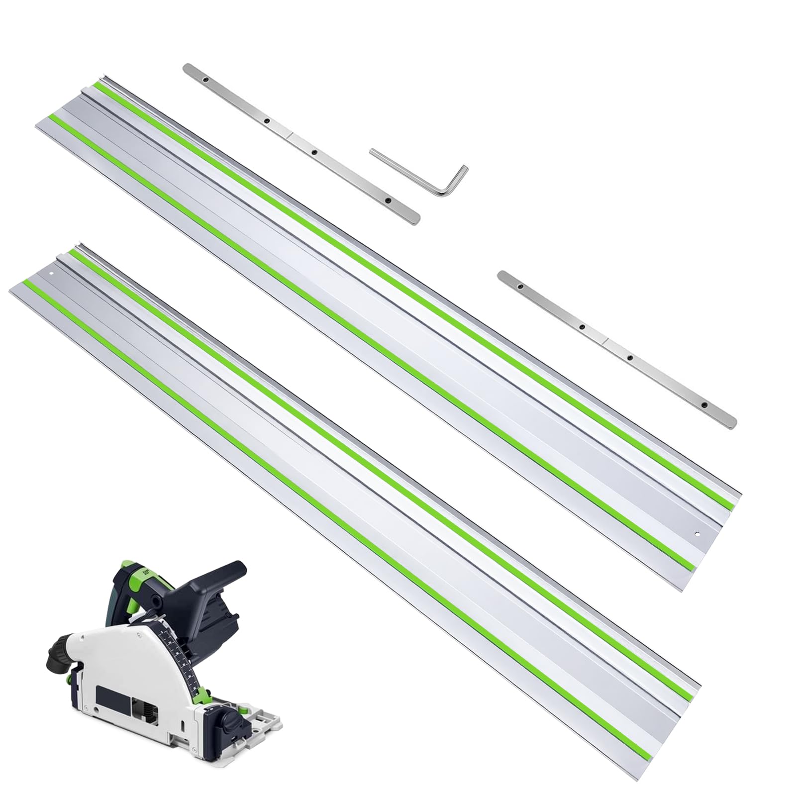 110" Track Saw Guide Rail for festool Track Saw: 55"x2 Rail Track with 13.4" Connectors for festool TS-55/TS-75/TS-60, FS 1400/2 Guide Rail, Heavy-Duty System for Precise Longer Woodworking Cuts