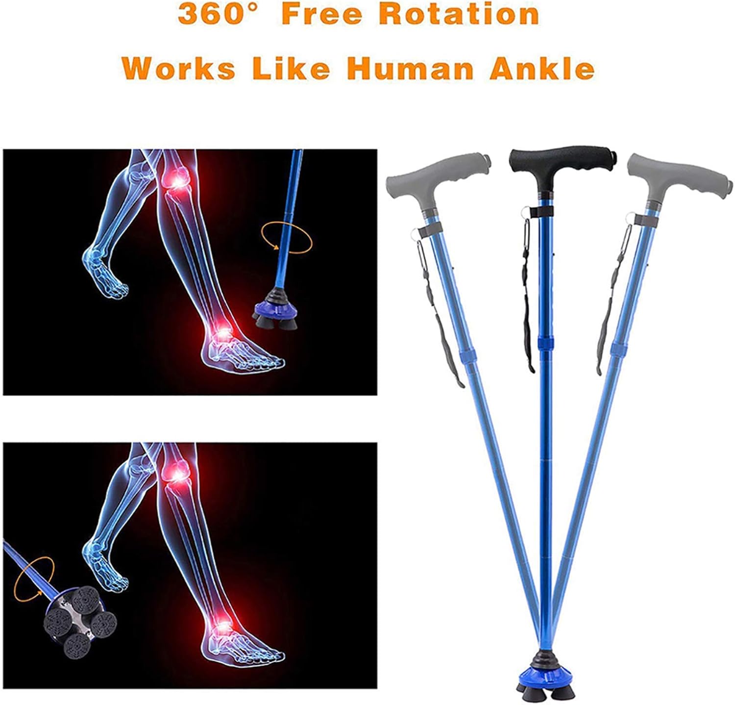 Flash Deals - 70% OFF BigAlex Folding Cane with LED Light,Pivoting Quad Base,Adjustable Walking Stick with Carrying Bag for Man/Woman Best Promo BigAlex Folding Cane with LED Light,Pivoting Quad Base,Adjustable Walking Stick with Carrying Bag for Man/Woman