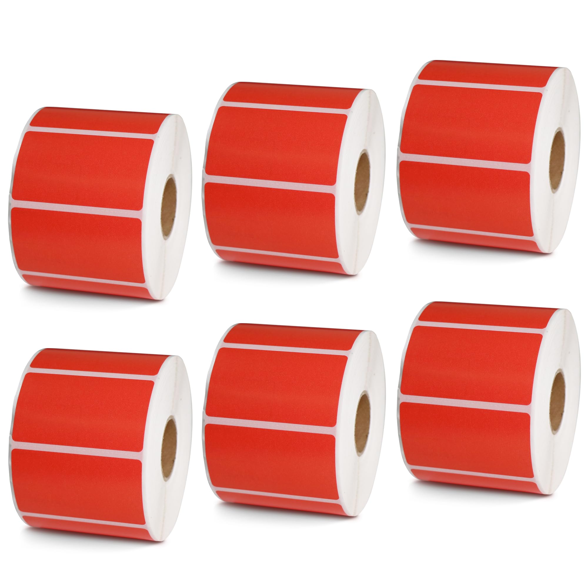 BETCKEY - 2.25" x 1.25" UPC Barcode & Multipurpose Labels Compatible with Zebra & Rollo Label Printer,Premium Adhesive & Perforated[Red, 6 Rolls, 6000