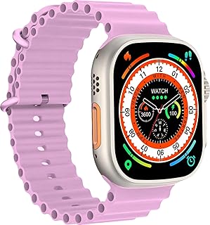 ساعة ذكية T800 الترا سمارت 1.99 اتش دي بتقنية البلوتوث وشحن لاسلكي 49 ملم (بينك)، زهري