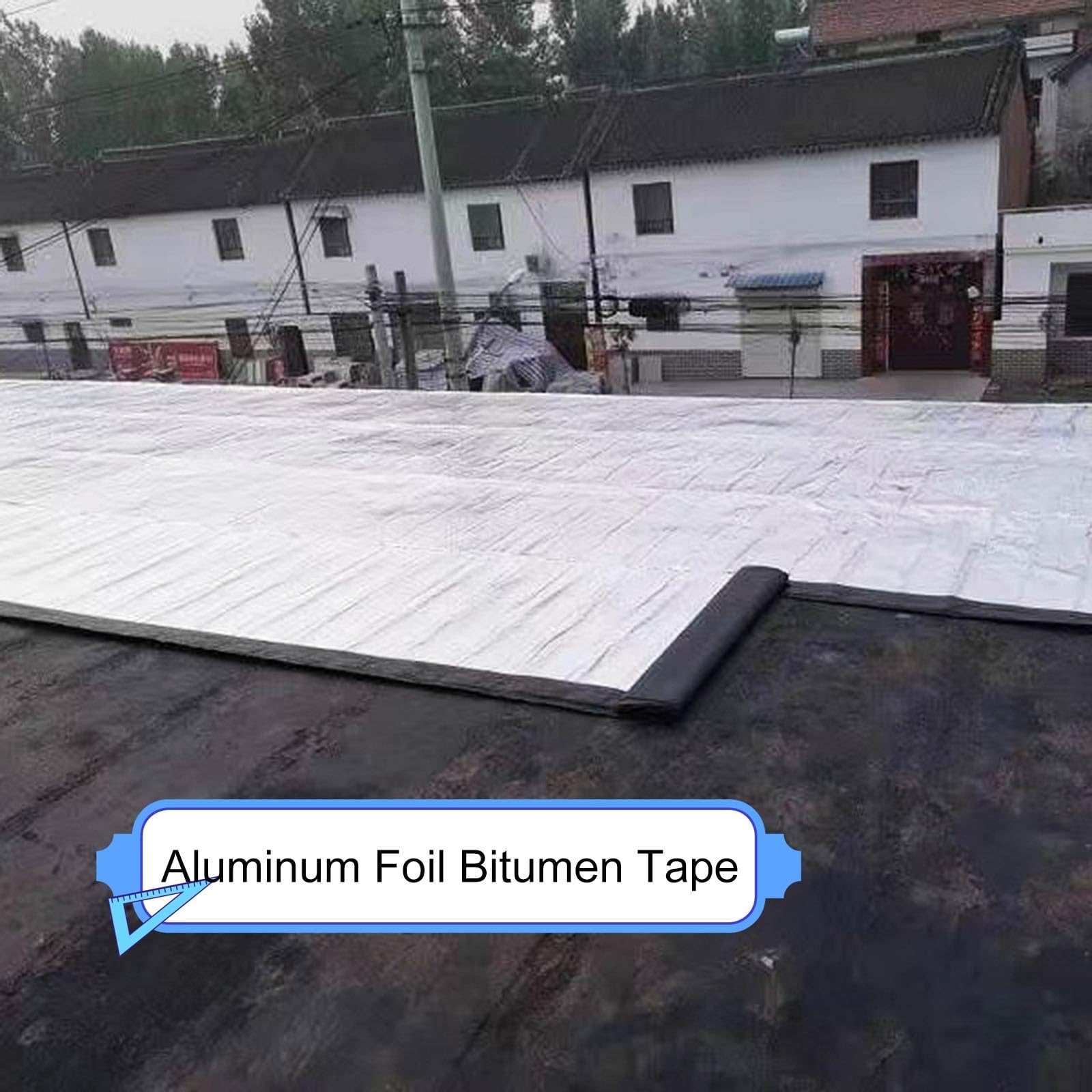 Cinta Bituminosa de Papel de Aluminio Protector de Techo Rollo de Contrapiso Cinta Tapajuntas de Asfalto Cinta Selladora de Reparación de Techos para Goteras en el Techo, Grietas en la Superficie(1.6x