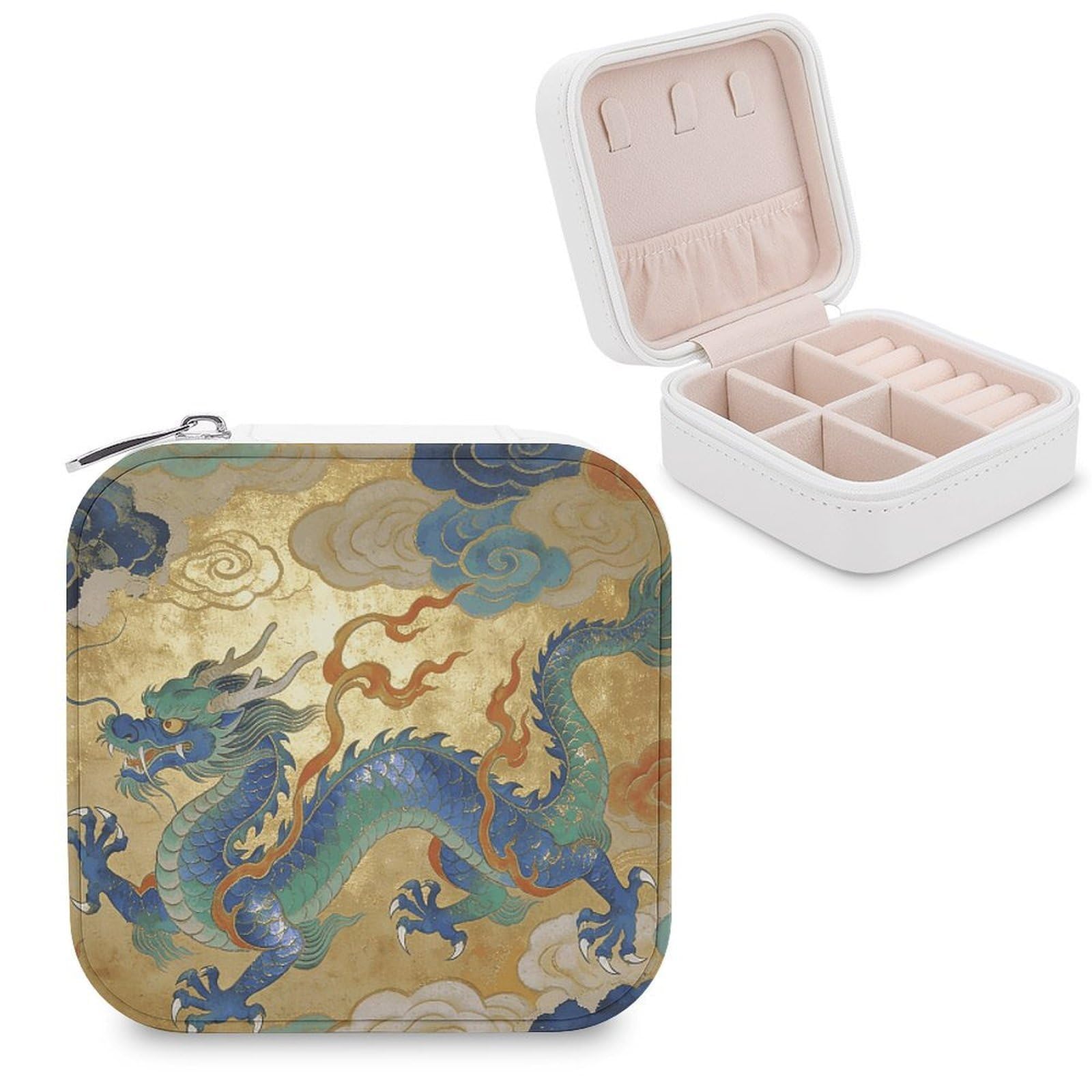 VstaDank Soaring Dragon in Auspicious Clouds Jewelry Box Beautiful Portable Ring Boxes Cute Large-Capacity Jewelry Case Jewelry Organizer for Mothers Gifts for Earrings Rings Hand Bracelet