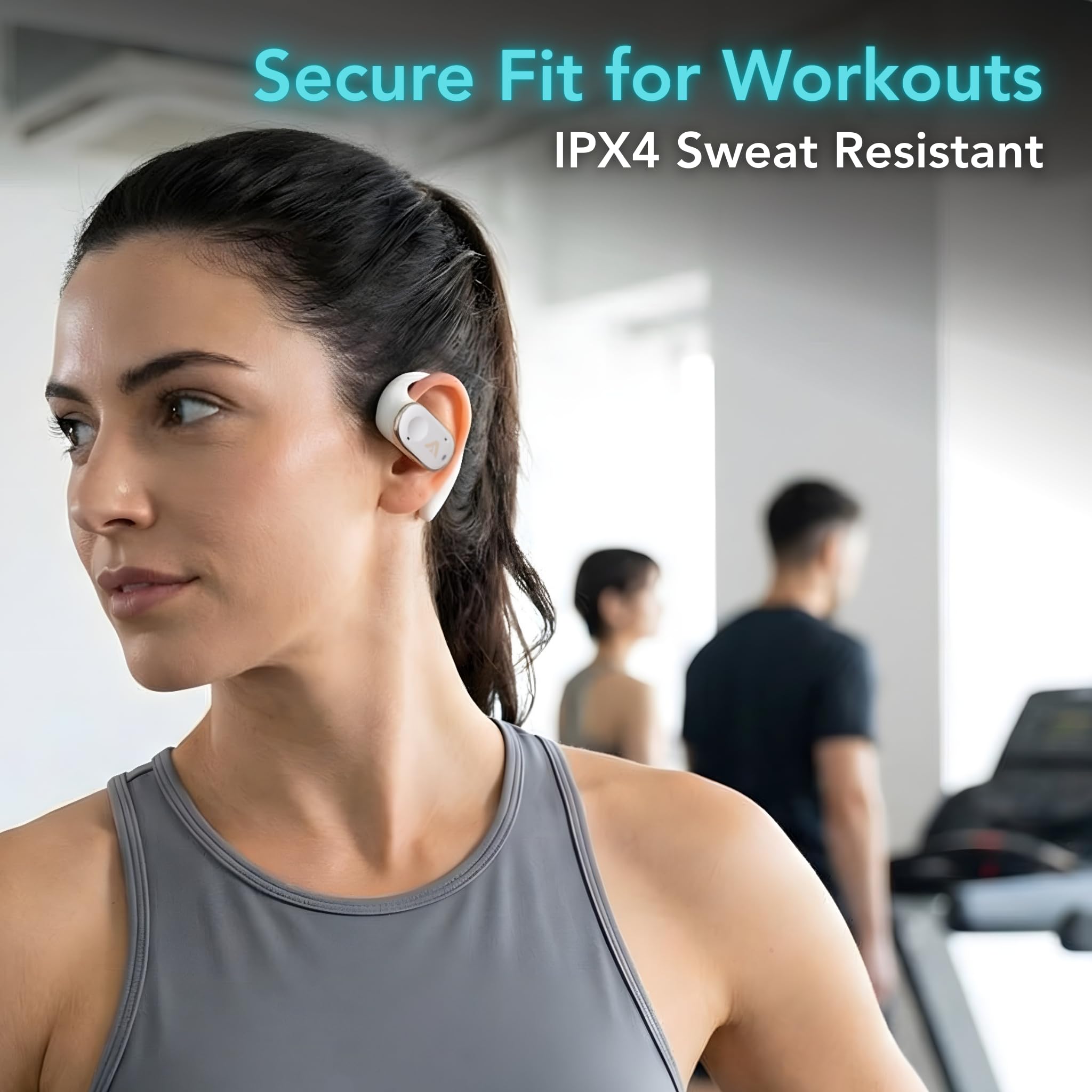 Auricolari con qualità del suono HD senza fili aperti, chiamate vocali chiare con tecnologia ENC a 4 microfoni, Bluetooth 5.4, resistenza all'acqua IPX4, durata della batteria di 40 ore, app mobile