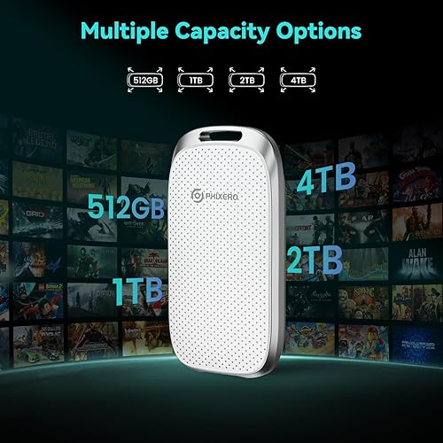 Miniatura 6 de PHIXERO P5 SSD portátil externo de 1 TB - Disco duro externo de 5 Gbps con USB C a C 2 en 1 y cable USB C a A para PC, Mac, PS5, Xbox, antigolpes y