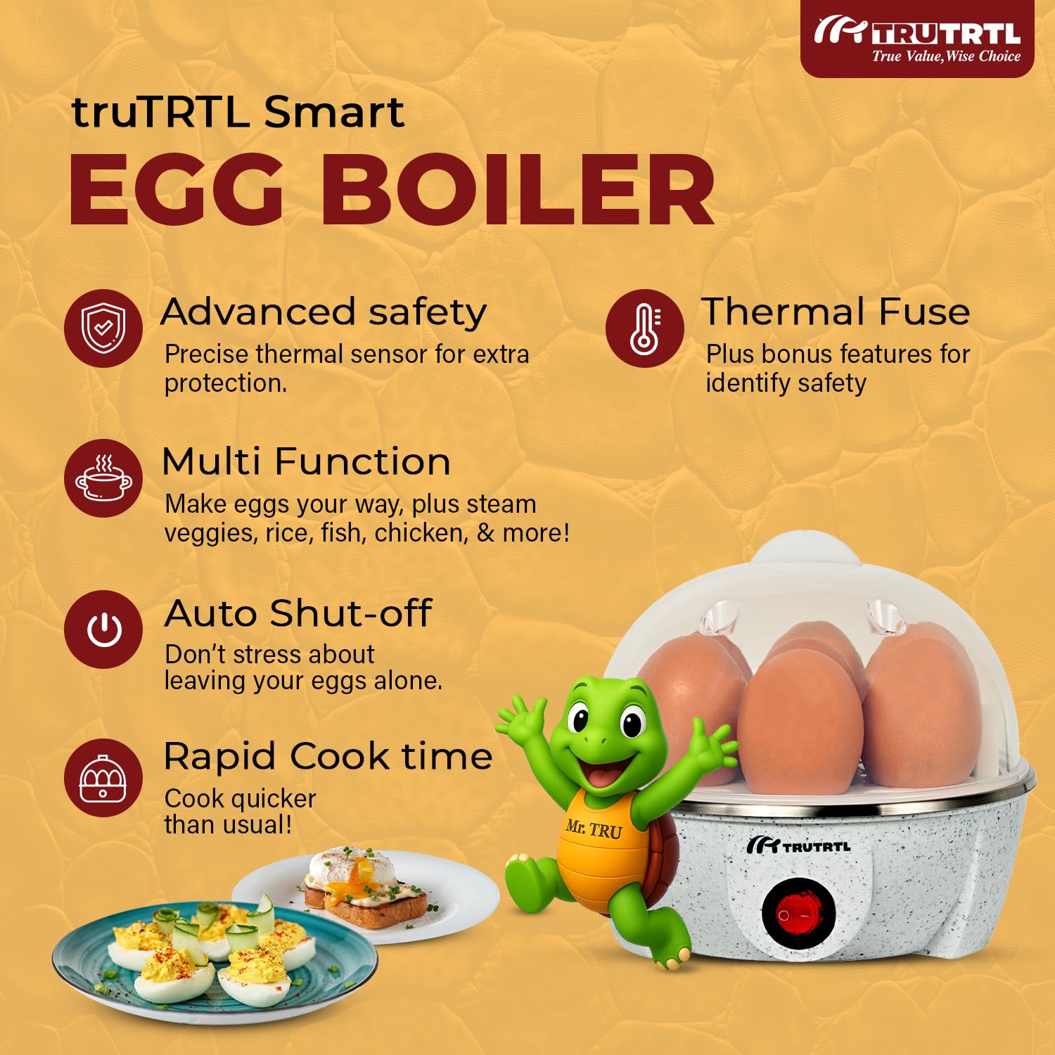 Mr. TRU Smart Egg Boiler - Boil 7 Eggs Easily -3