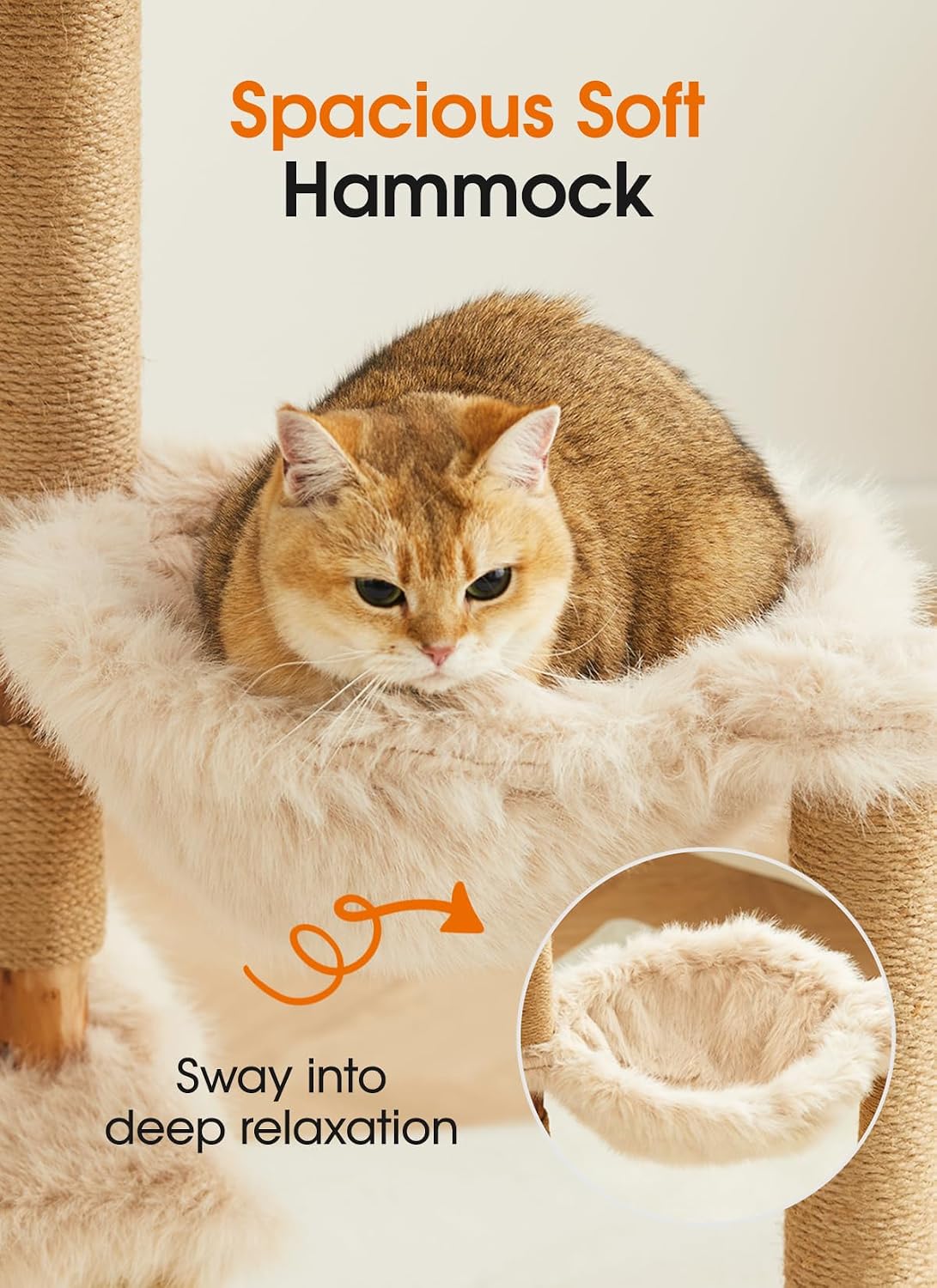 Letkind 38" Modern Cat Tree Tower for Large Indoor Cats, Perches-Natural Solid Wood Cat Tower with Sisal Scratching Post, Perches, Basket & Scratching Post, Aesthetic Boho Cat Furniture