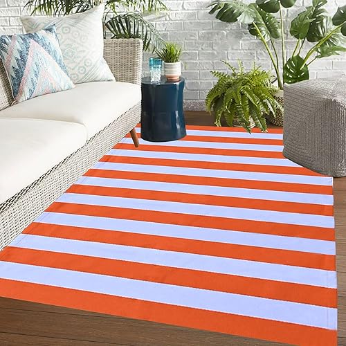 Vista 134 de Alfombra de exterior blanca y negra de 3 x 5 pies, alfombra de algodón tejida a mano, lavable a máquina, para interiores y exteriores, alfombra