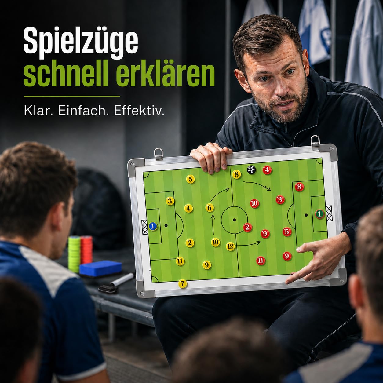 Profi Taktiktafel mit Tragetasche und Trillerpfeife - Verbessern Sie Ihre Spieler - Zusätzlich mit Zonenfeld für perfektes Stellungsspiel