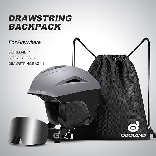 Miniatura 6 de Odoland - Casco de esquí y lentes de esquí, a prueba de golpes, resistente al viento, casco deportivo de seguridad y lentes protectores para