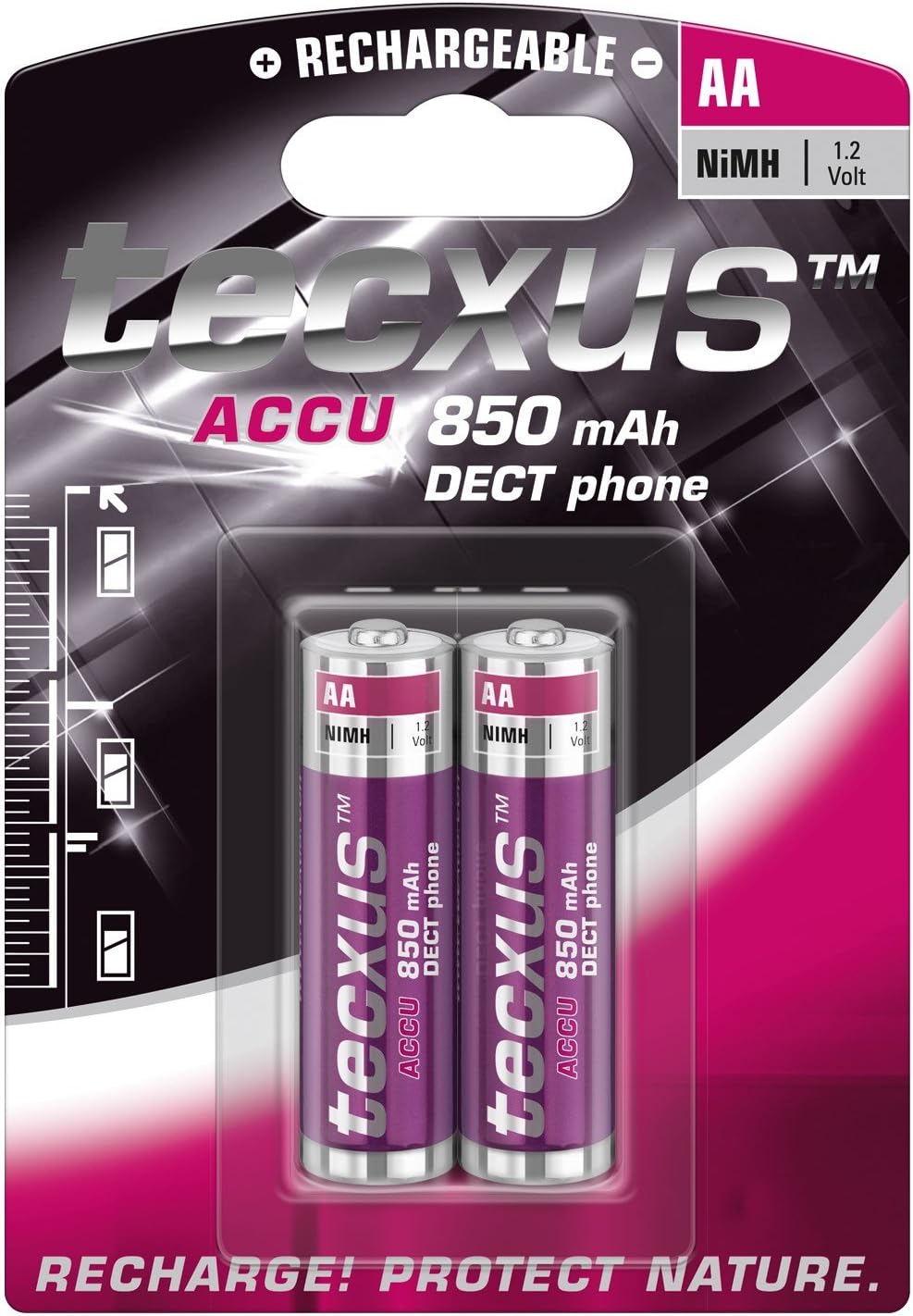 1.2 V 850 mAh Mignon AA Rechargeable Battery for DECT Phone (Pack of 2)