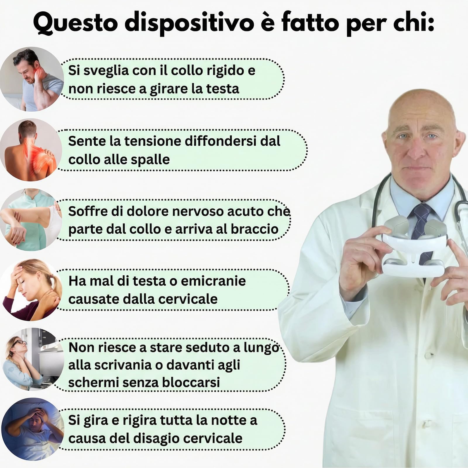 Vertaline Cervirest Massaggiatore, Cervirest Vertaline Nervo Vago, 9 Livelli Di Regolazione Della Velocità, Braccioli Regolabili Automaticamente, Massaggio Per Spalle E Collo A Quattro Testine