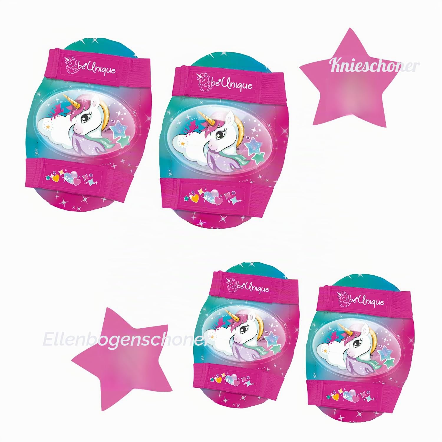 Mondo Toys 28511 Unicorn Rollschuhe, verstellbar von 22 bis 29 – Komplettset mit transparenter Tasche, Ellenbogenschützer und Knieschoner,