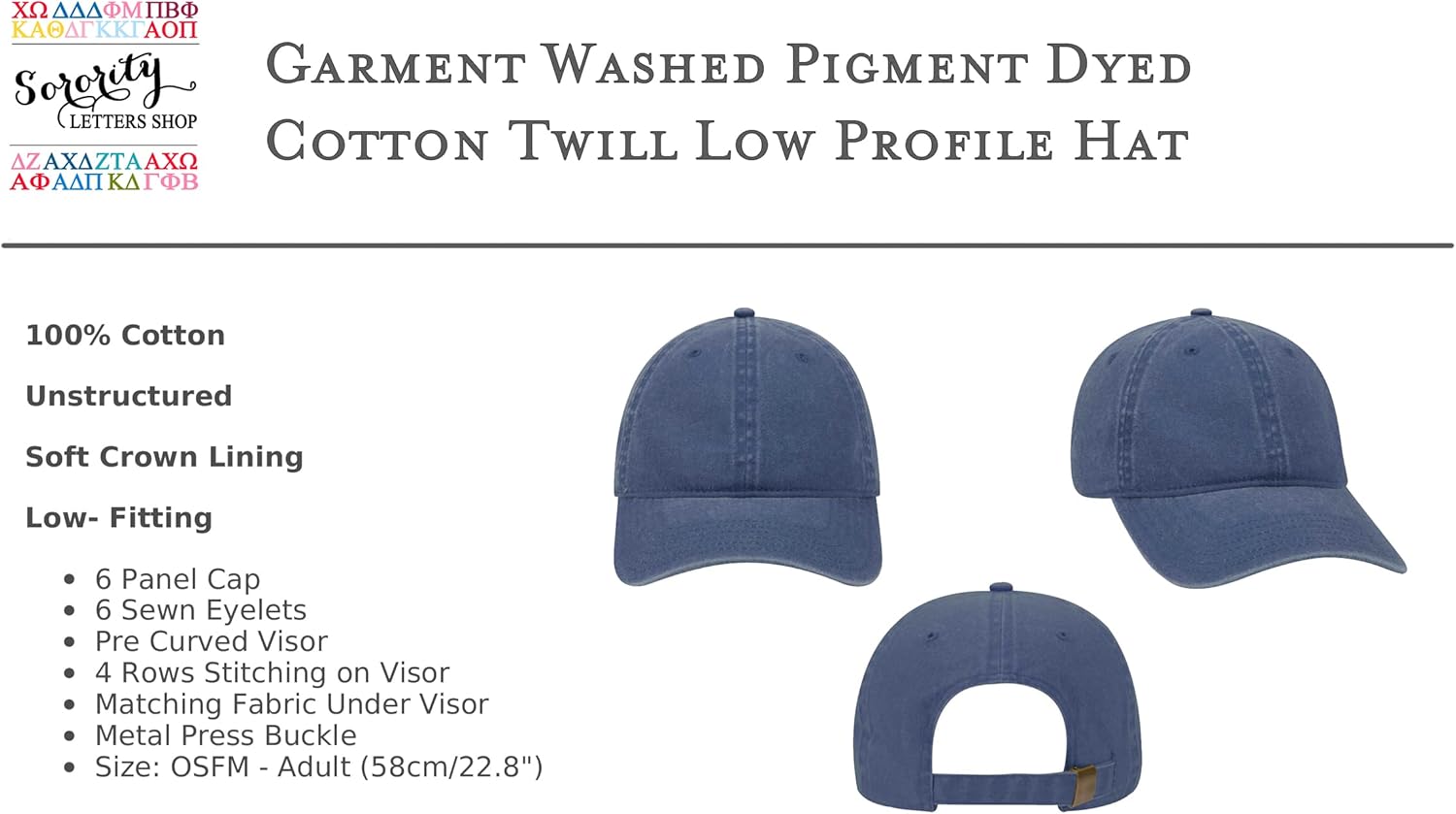 Tau Beta Sigma Sorority Baseball Hat - Tau Beta Sigma Embroidered Greek Letter Cap - Tau Beta Sigma Unstructured Hat