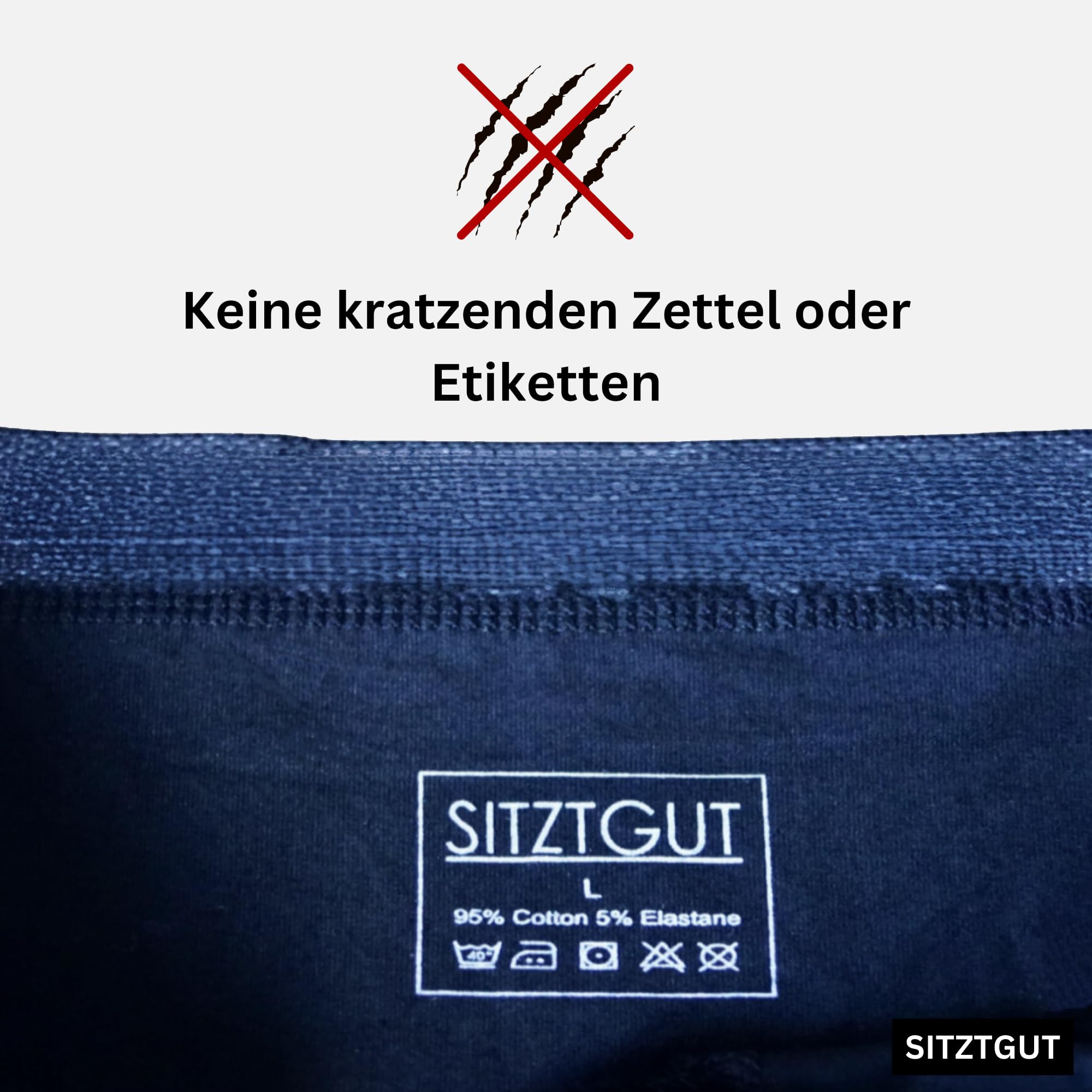 SITZTGUT Boxershorts Herren aus Baumwolle - Trocknergeeignet, Kratzfrei ohne Etikett, Bequeme Passform