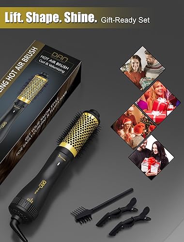 Miniatura 7 de Cepillo redondo calentado, cepillo caliente iónico de titanio y cerámica para herramientas de peinado de cabello seco – Levantamiento de raíces,