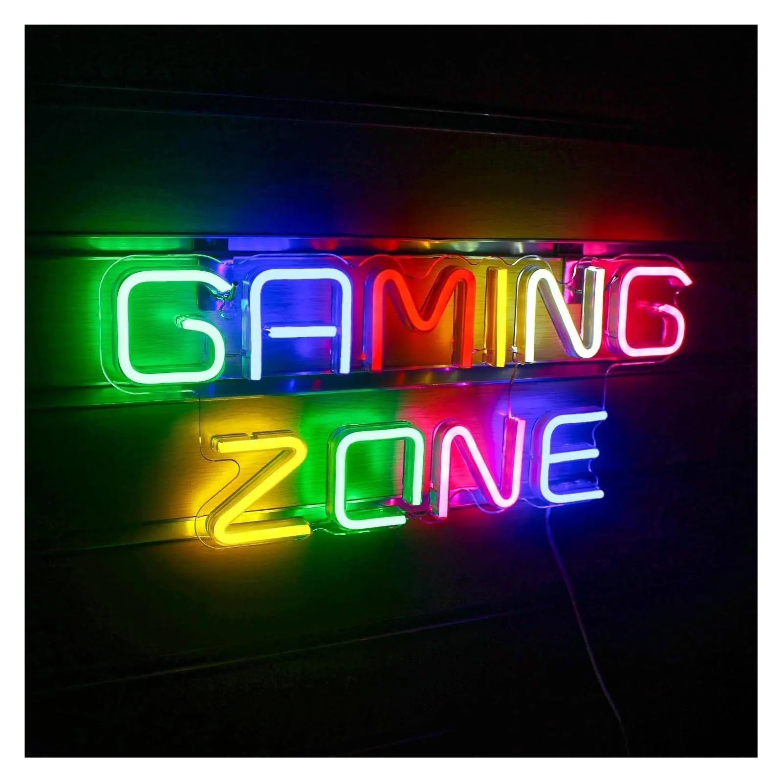 Insegna al Neon Gaming Zone Insegna Al Neon Con Lettere Colorate Luce Dimmerabile Per Sala Giochi Decorazione Da Parete Per Caverna Dell'uomo Illuminata 40cmx17cm