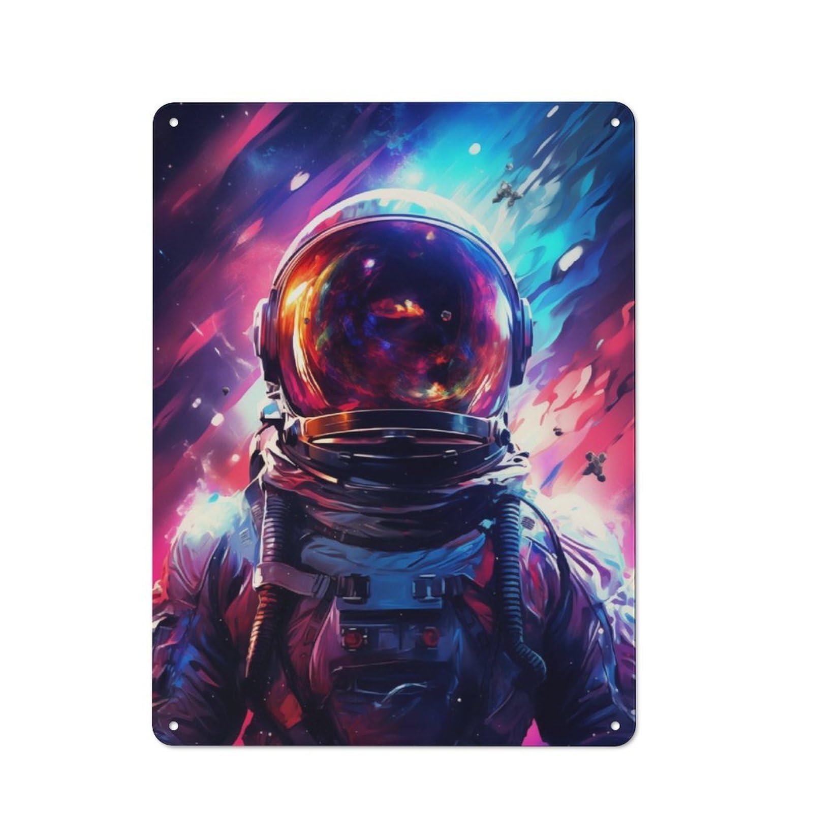 Junmoney Neon Astronaut Printed Metal Sign 40X30cm For Hallway Wall, For Living Room And Hallway Decor, For Home Office And Studio Walls
