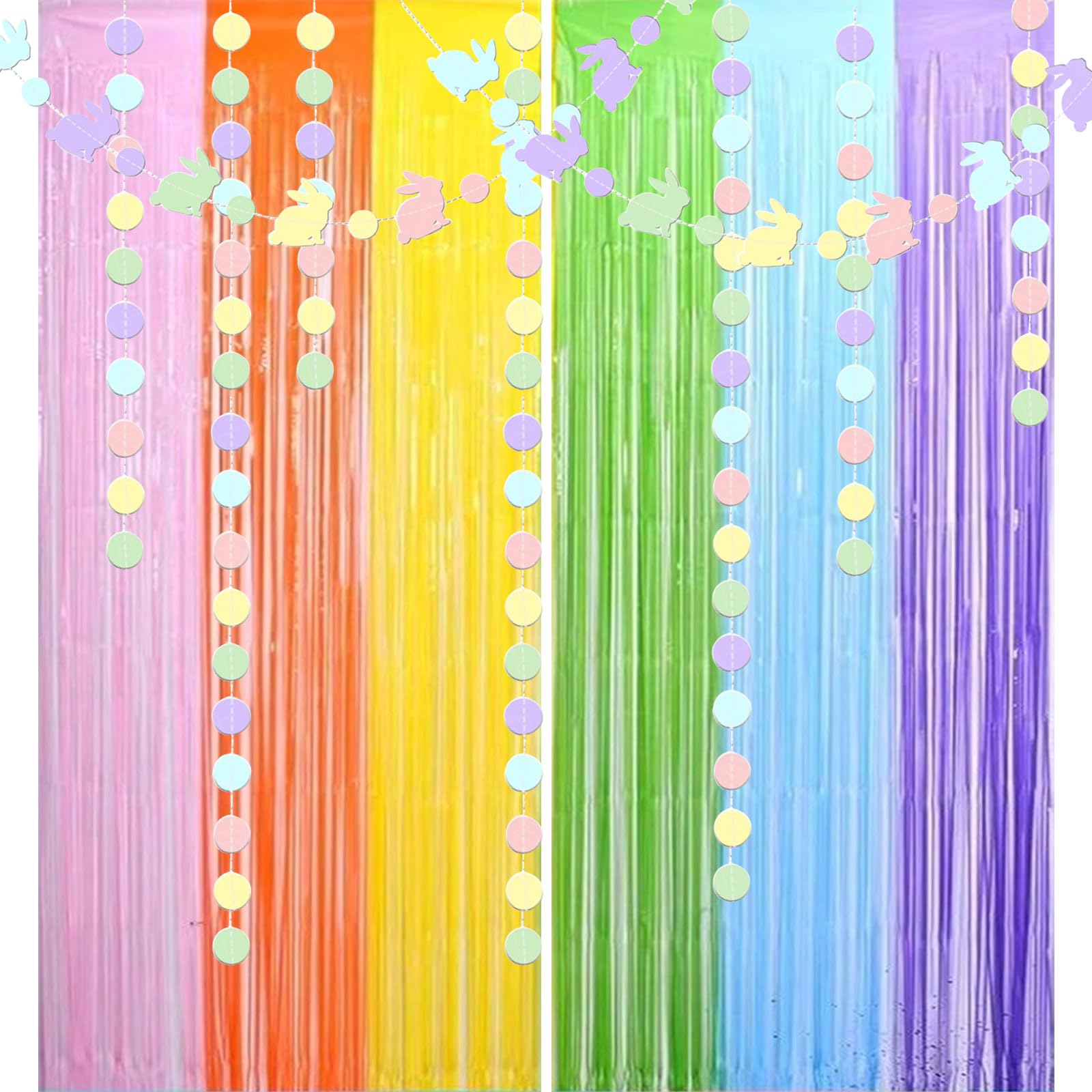 Easter Decorations Foil Fringe Curtains Photo Booth Prop Hanging Garland