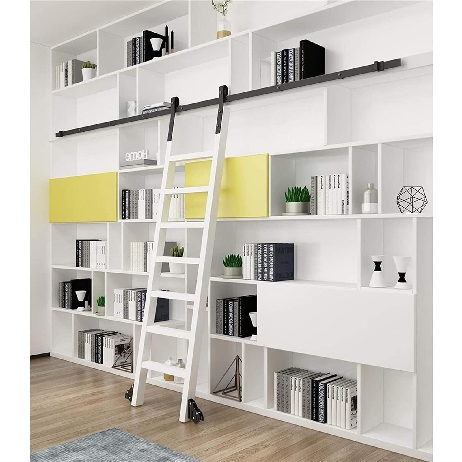 Kit di Ferramenta Scala della Libreria Rotolamento - Set Ferramenta di Binario Porta Scorrevole, Accessori per Binari di Guida per Scale Mobili, Scorrevoli in Modo Fluido E Silenzioso