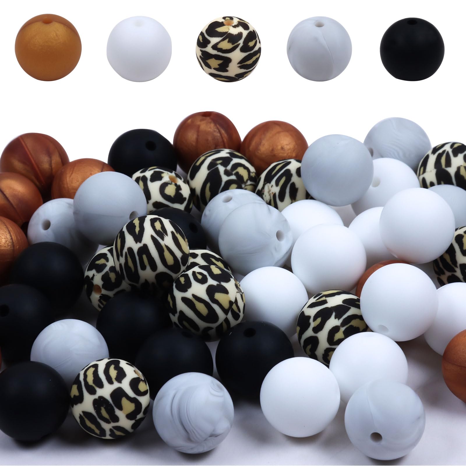 50pcs Silicone Beads Mixed Series,15mm Round Silicone Beads Suitable for Handmade Keychain, Bracelet, Necklace, Jewelry DIY Handicraft Projects (Mixed Color-K)