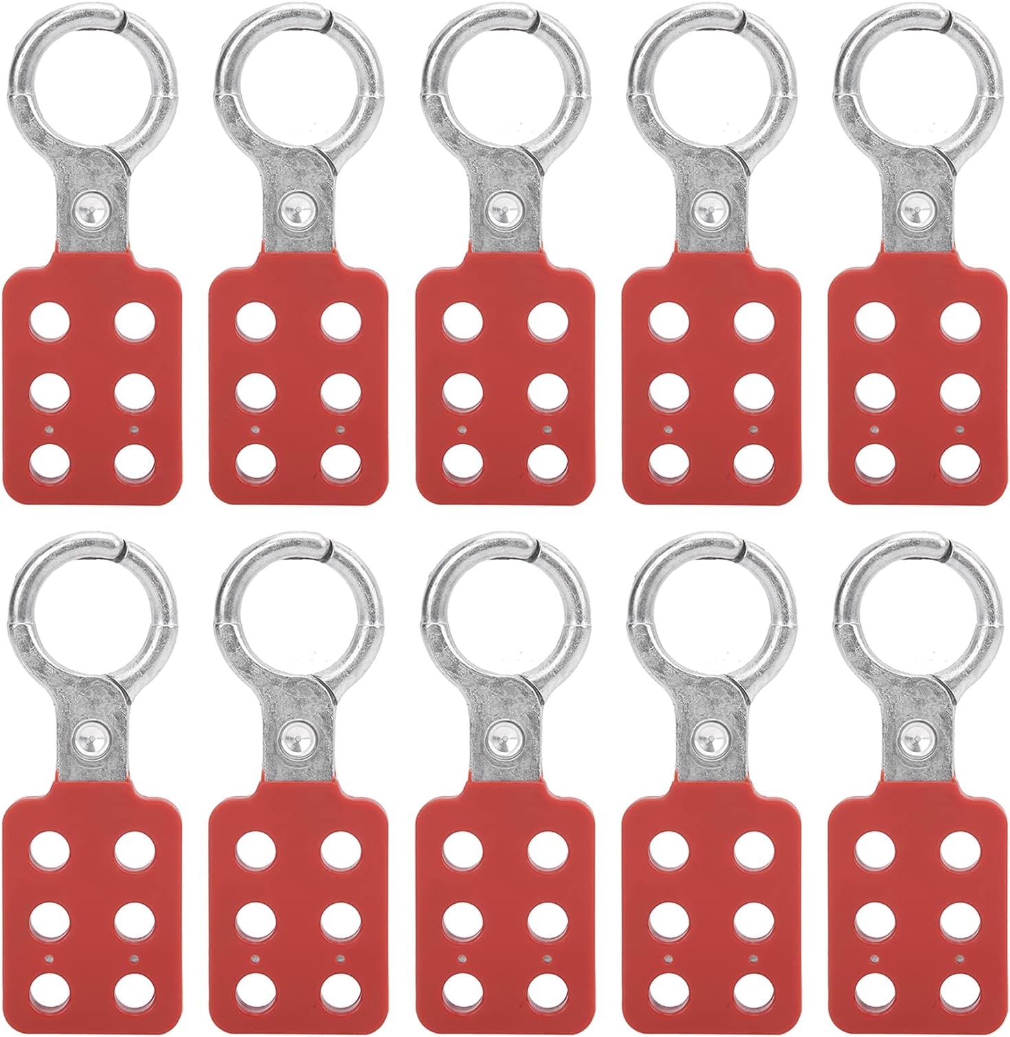 10Pcs Lockout Tagout Hasp, Lock Out Tag Out Hasp Insulation Padlock Hasp with 6 Holes Interlock, Safety Hasp Lock Hasp for Padlocks, Lock Out Devices, 1" Inside Jaw Diameter