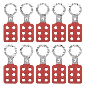 Haosie Lock Out Tag Out Hasp, 10PCS Aluminium Lockout Hasp, Insulation Padlock Hasp with 6 Holes Interlock, 1
