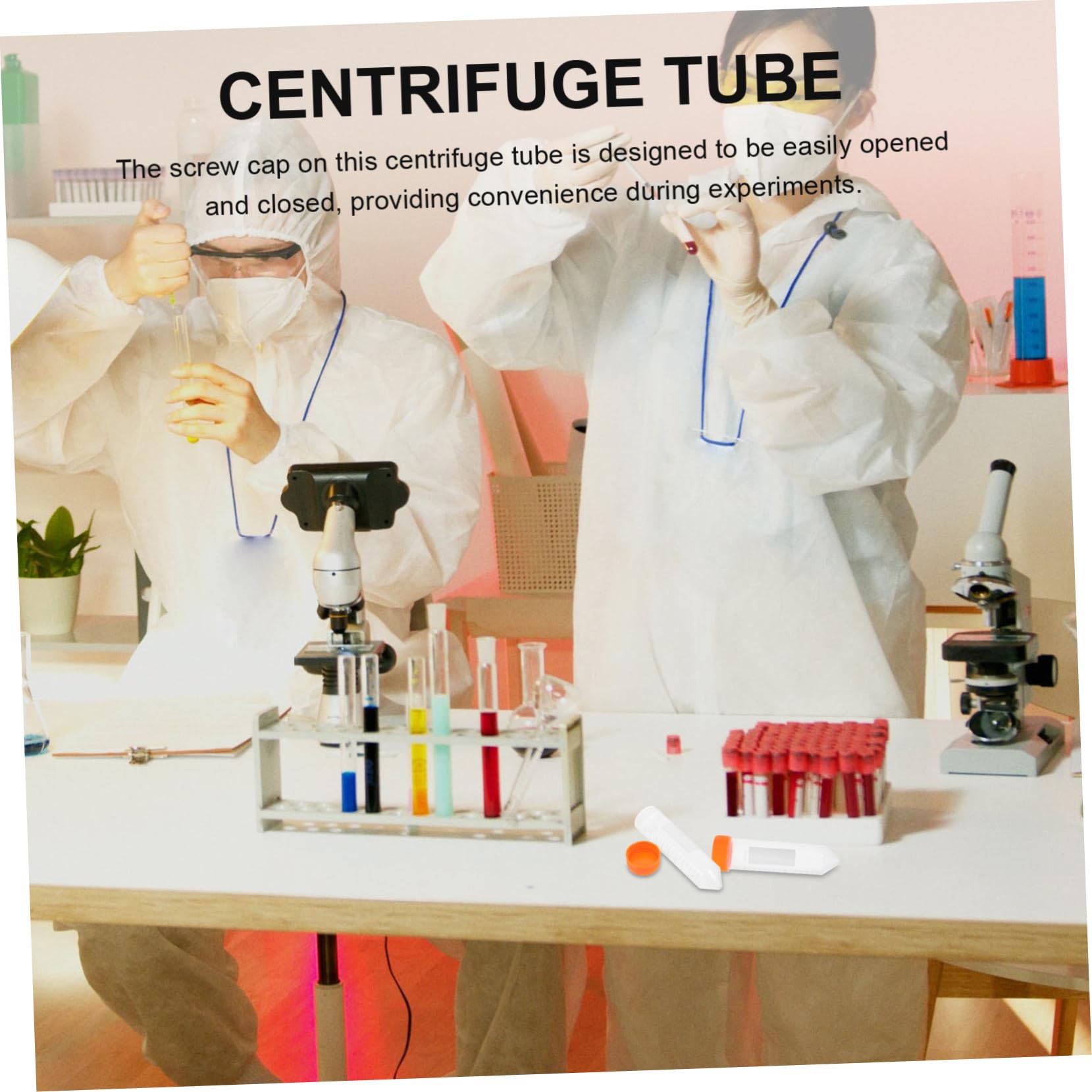 COSMEVIVI 50ml Screw Caps Plastic Conical Tubes Leakproof Storage Containers for Scientific Research