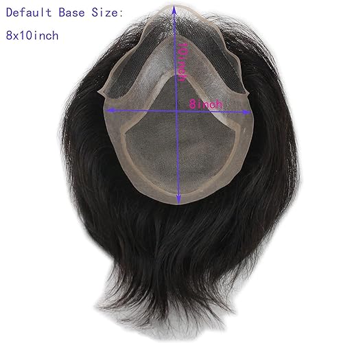 Miniatura 6 de Rossy & Nancy Cabello humano hombres Toupee reemplazo postizo seda recta piel delgada hombre Pelucas 130% densidad natural color negro