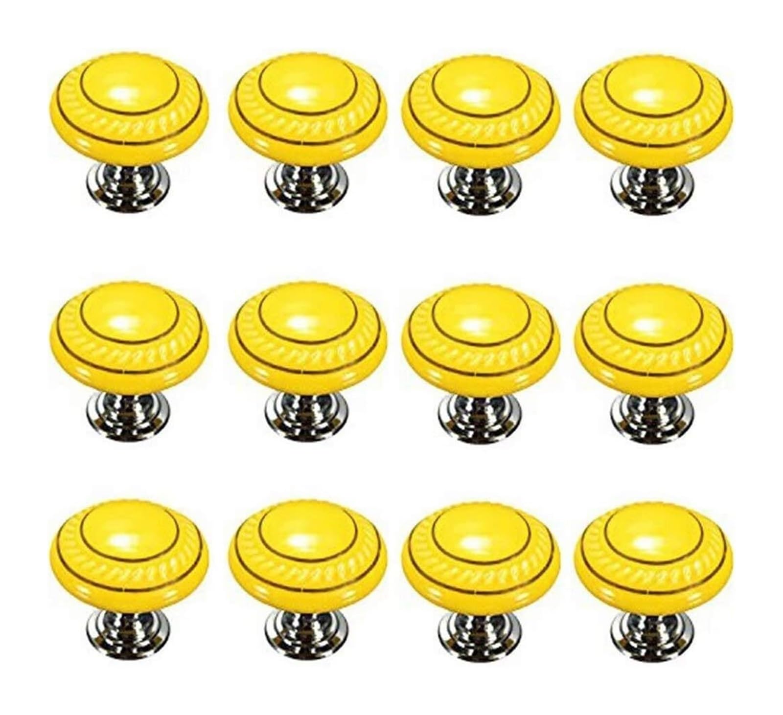 LQZAXSRDR Ceramic Cupboard Drawer Handle Knobs, Ceramic Door Knobs, 12 pcs Multicolor 35mm Diameter 30mm Height(Yellow)