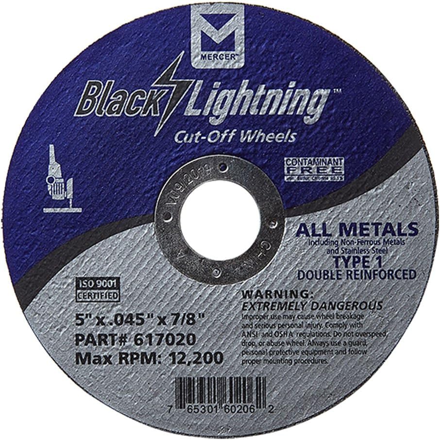 Mercer Industries 618030 - 7" x .045 x 7/8" Type 27 Black Lightning Cut-Off Wheels for Metal (25 pack)