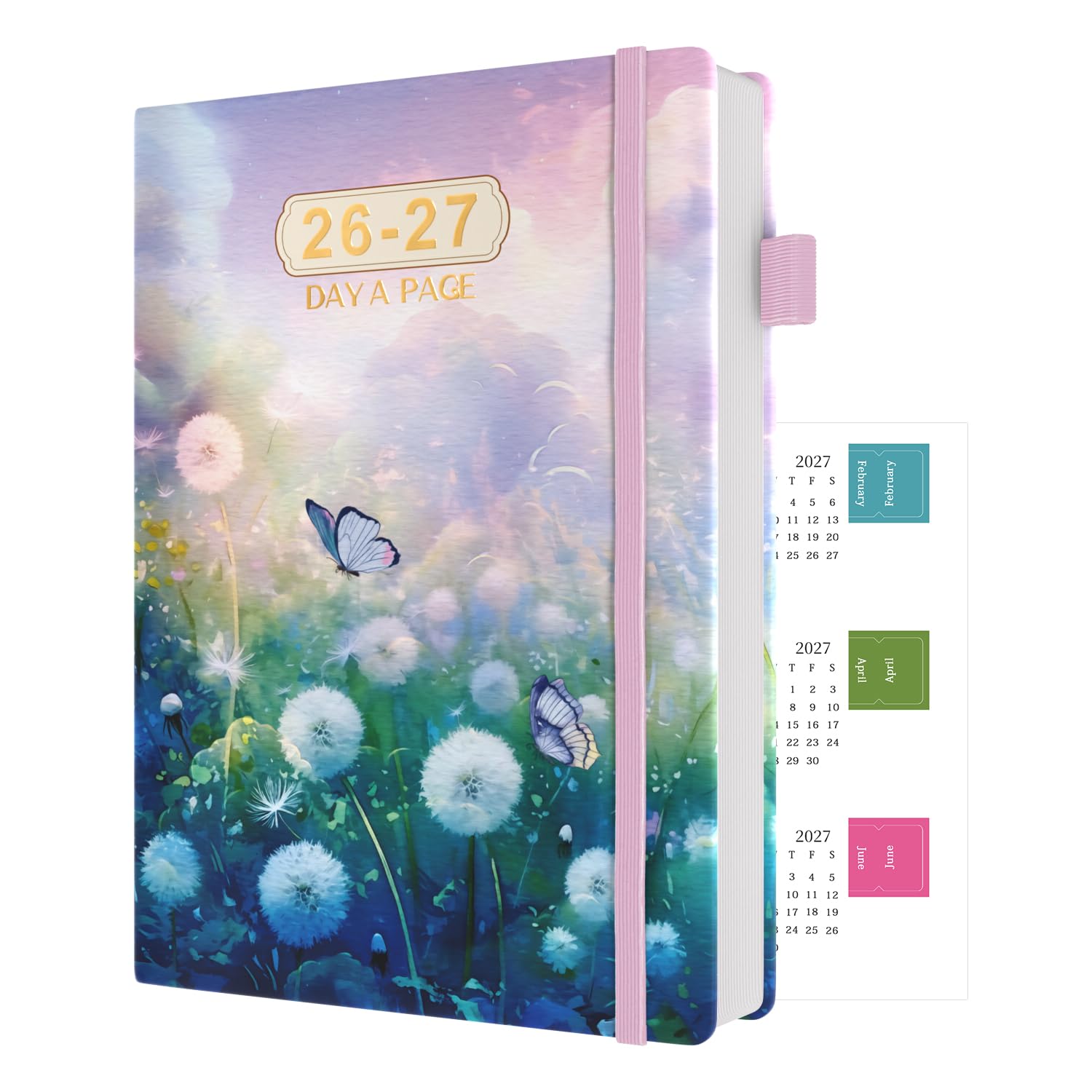 Sailingvan Academic Diary 2026-2027 Page A Day A5, July 2026 - June 2027, 26/27 Mid Year Diary with Calendar Stickers Tabs, 80-gsm Paper, 2 Bookmarks, Pocket for Teachers, Students